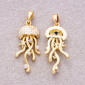16K Gold Plated Clear CZ Celestial Jelly Fish Ocean Charm - Sold Each