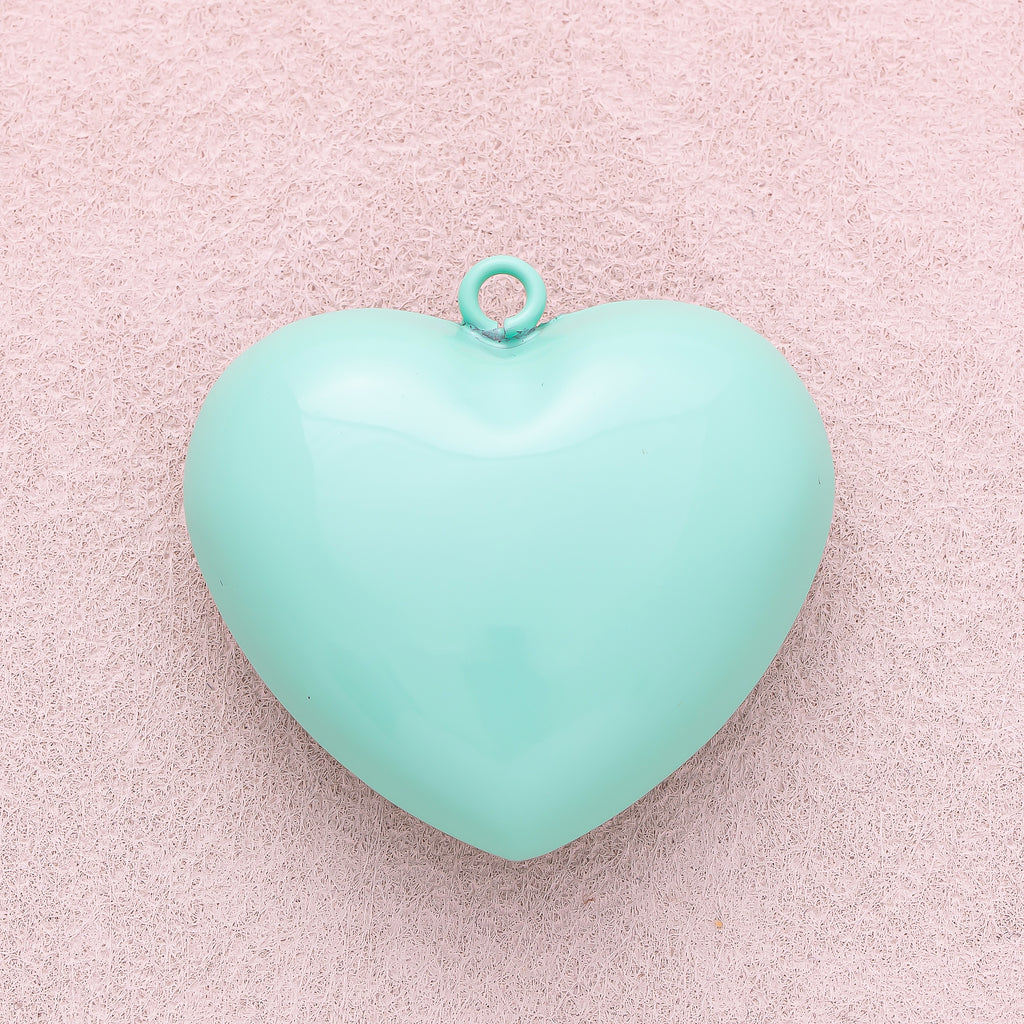 16K Gold Plated Turquoise Chubby Love Heart Charm - Sold Each