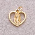 16K Gold Plated Religious Symbol Open Love Heart Charm - Sold Each