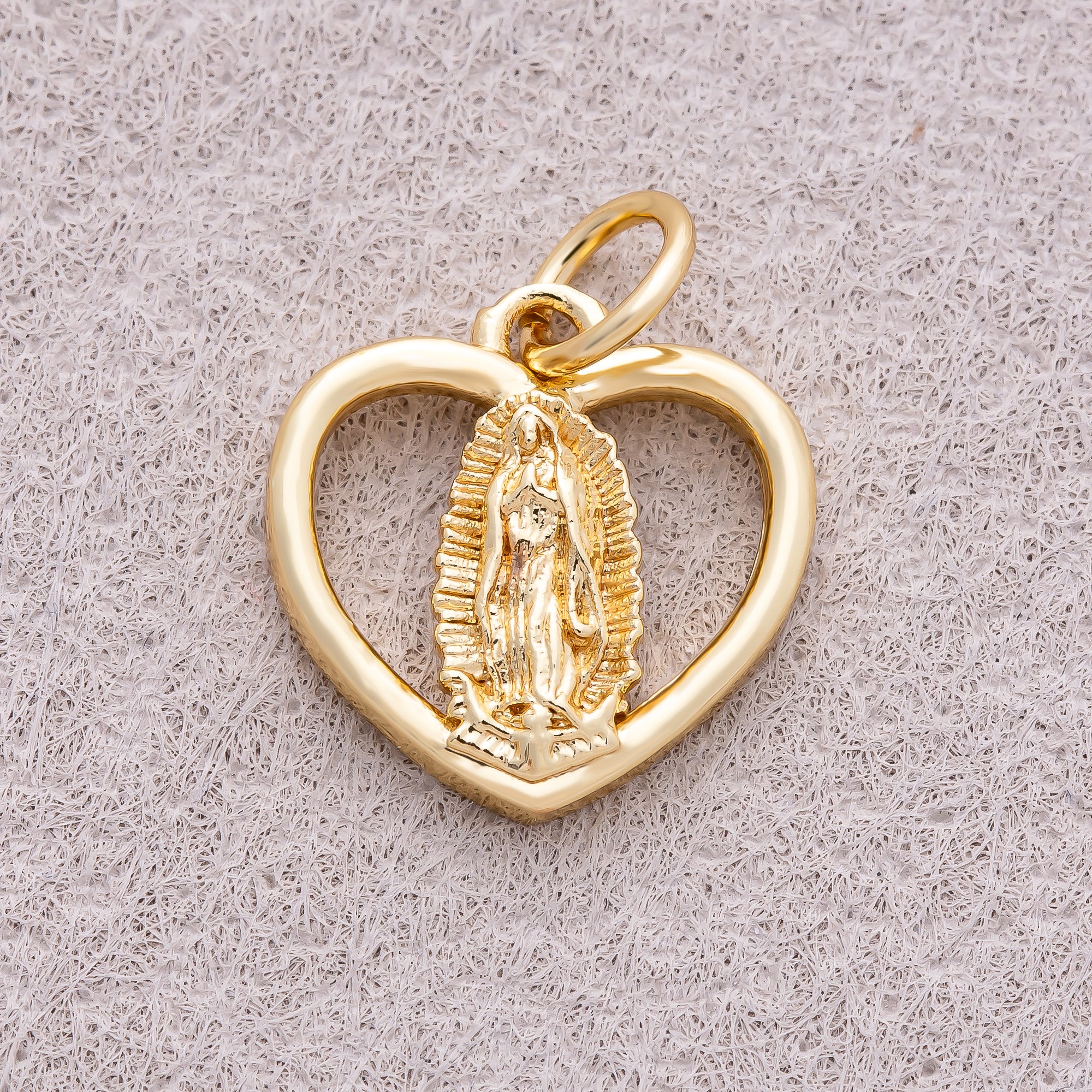 16K Gold Plated Religious Symbol Open Love Heart Charm - Sold Each