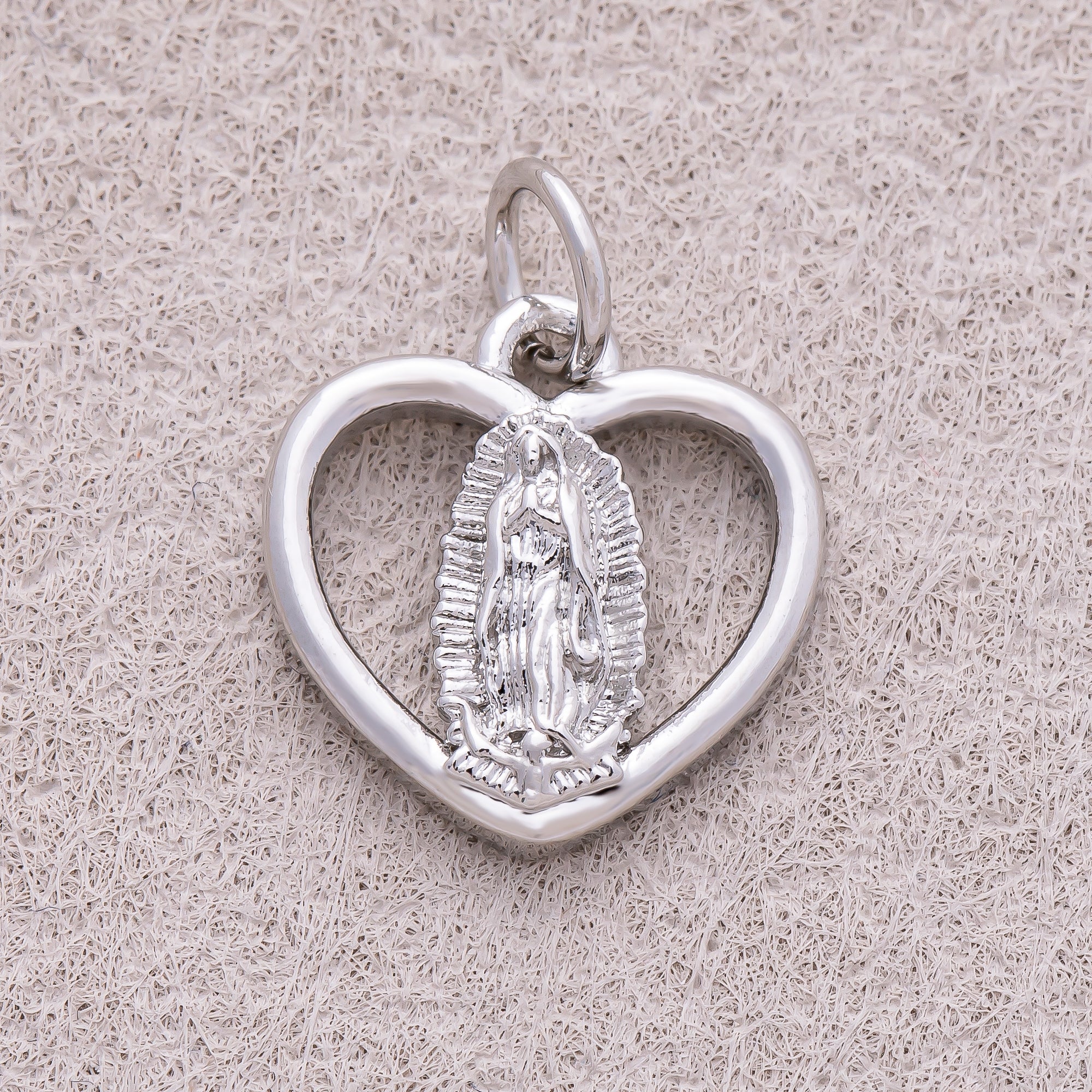 16K Gold Plated Religious Symbol Open Love Heart Charm - Sold Each