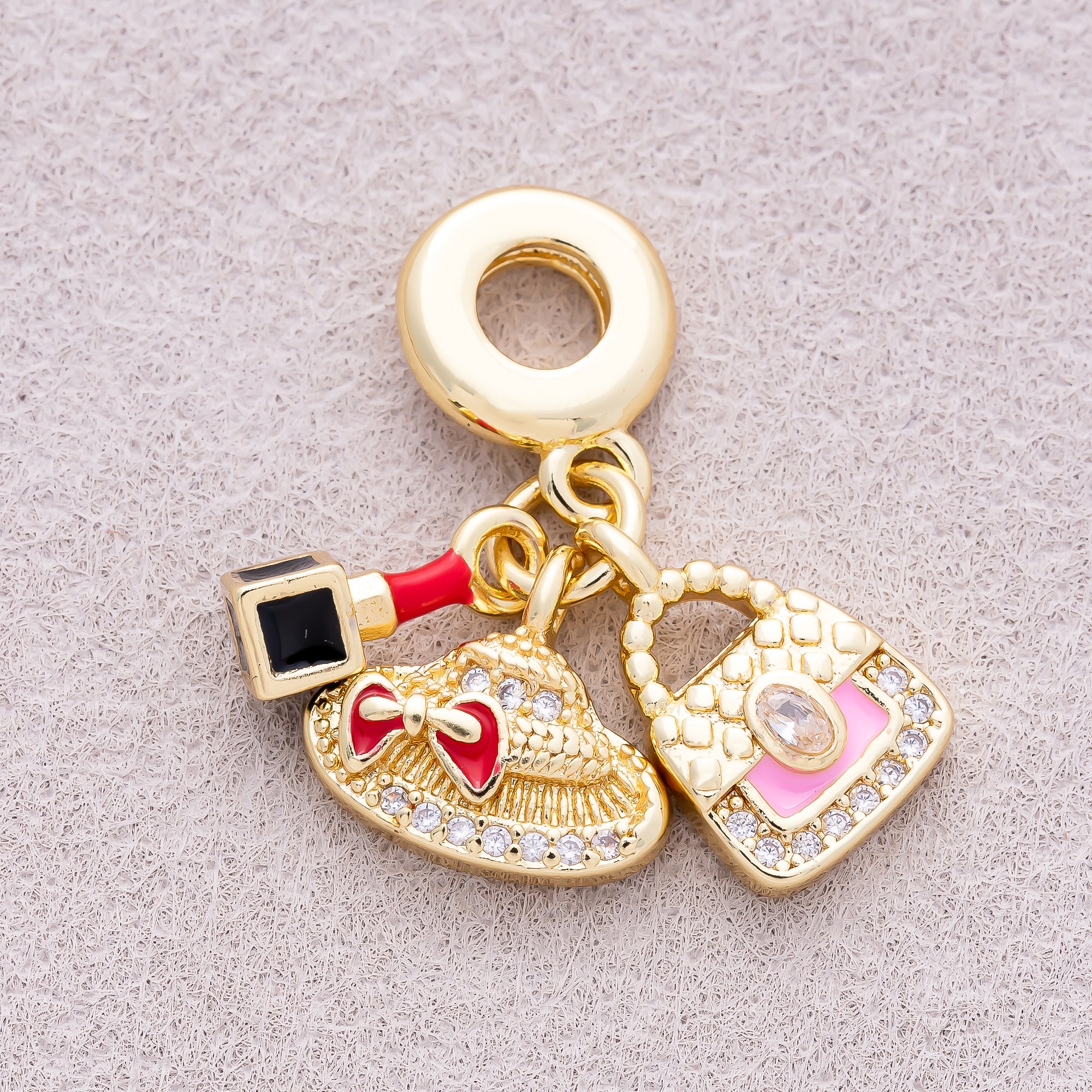 16K Gold Plated Multi-Dangle Fashion & Makeup Theme Pendant - Sold Each