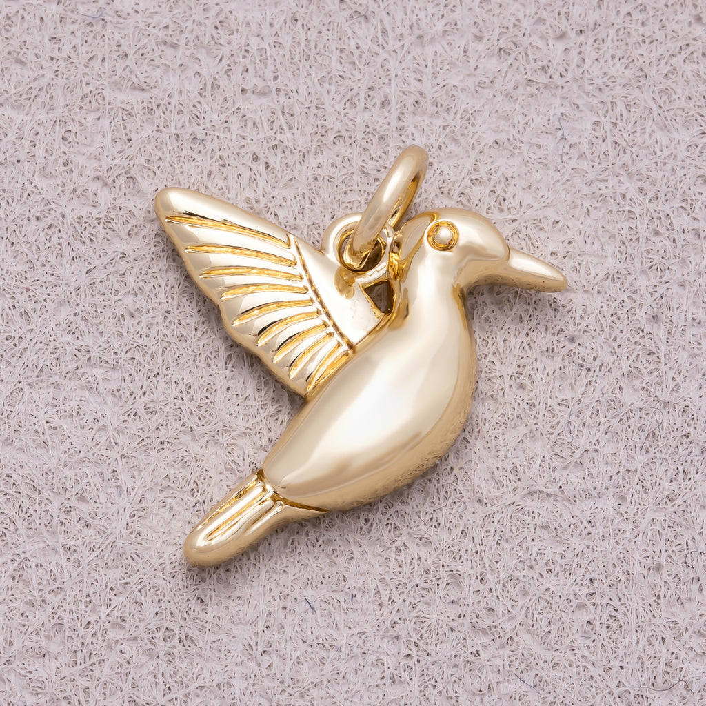 16K Gold Plated Plain Pigeon Bird Animal Charm - Sold Each
