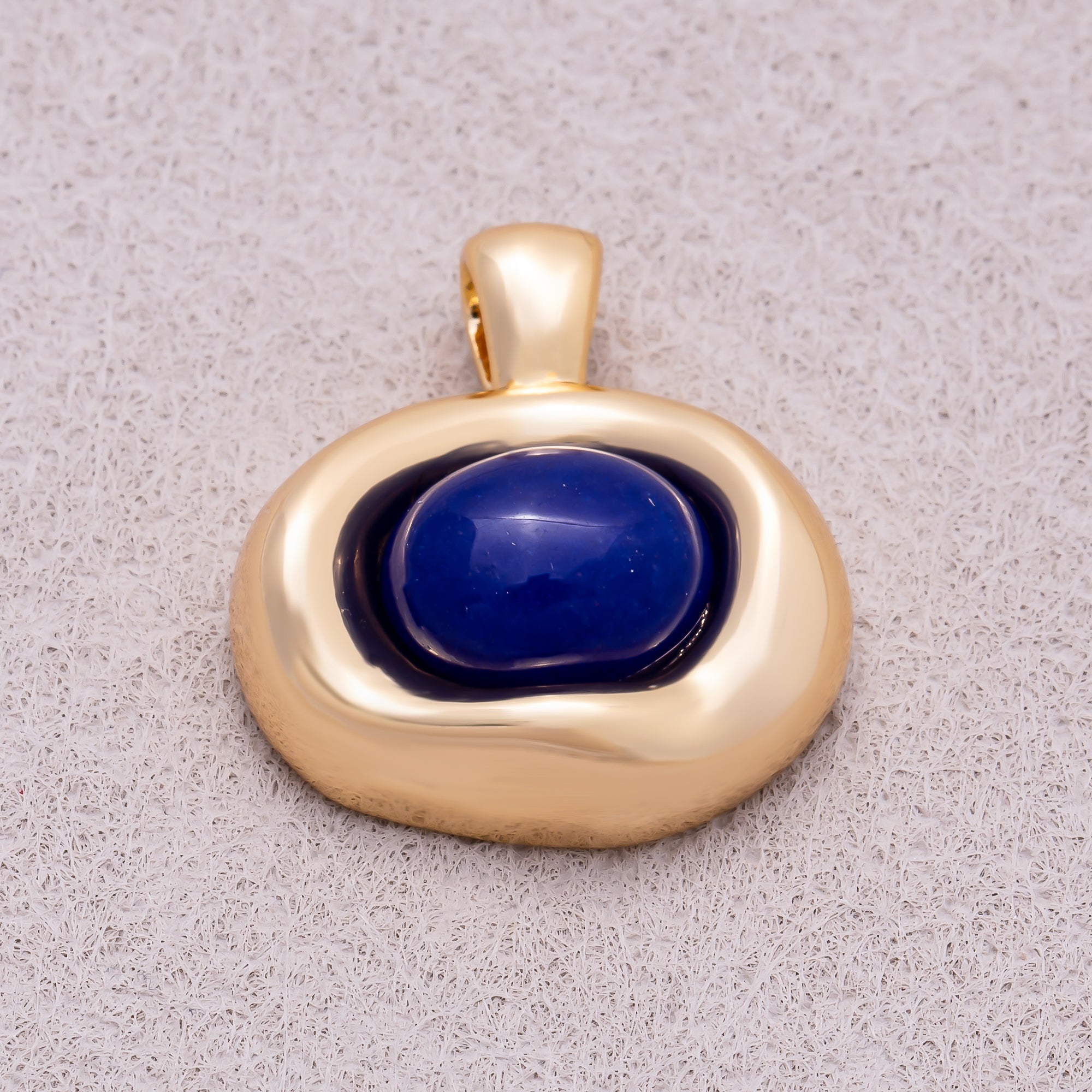 16K Gold Plated Colorful Natural Gemstone Irregular Oval Charm - Sold Each