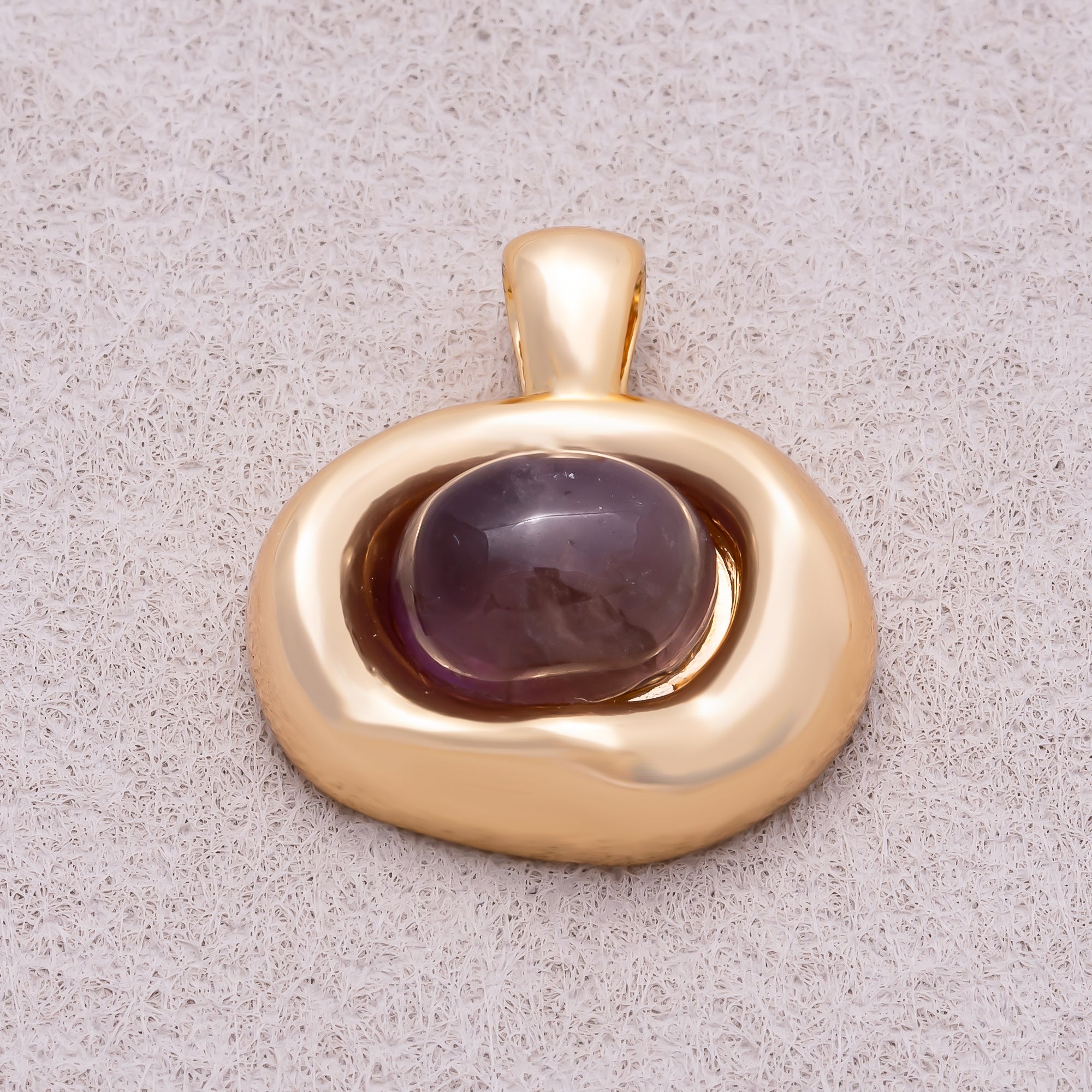 16K Gold Plated Colorful Natural Gemstone Irregular Oval Charm - Sold Each
