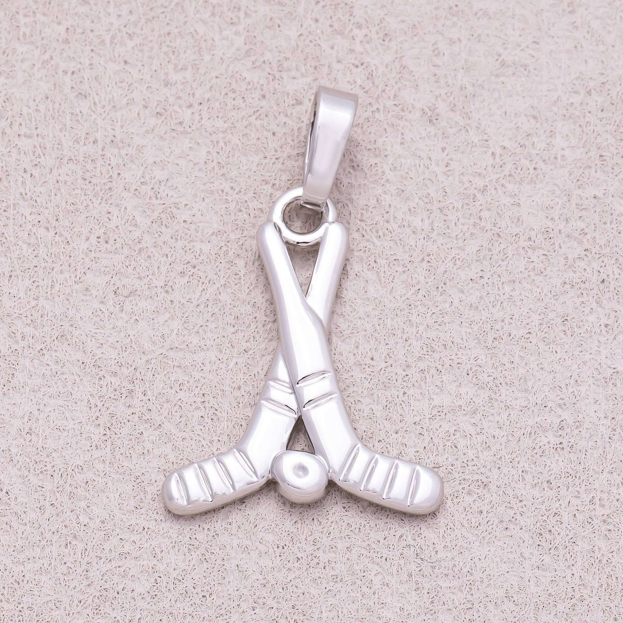 Rhodium Plated Plain Golf Set Sport Pendant - Sold Each