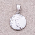 Rhodium Plated White & Green Enamel Baseball Sport Pendant - Sold Each