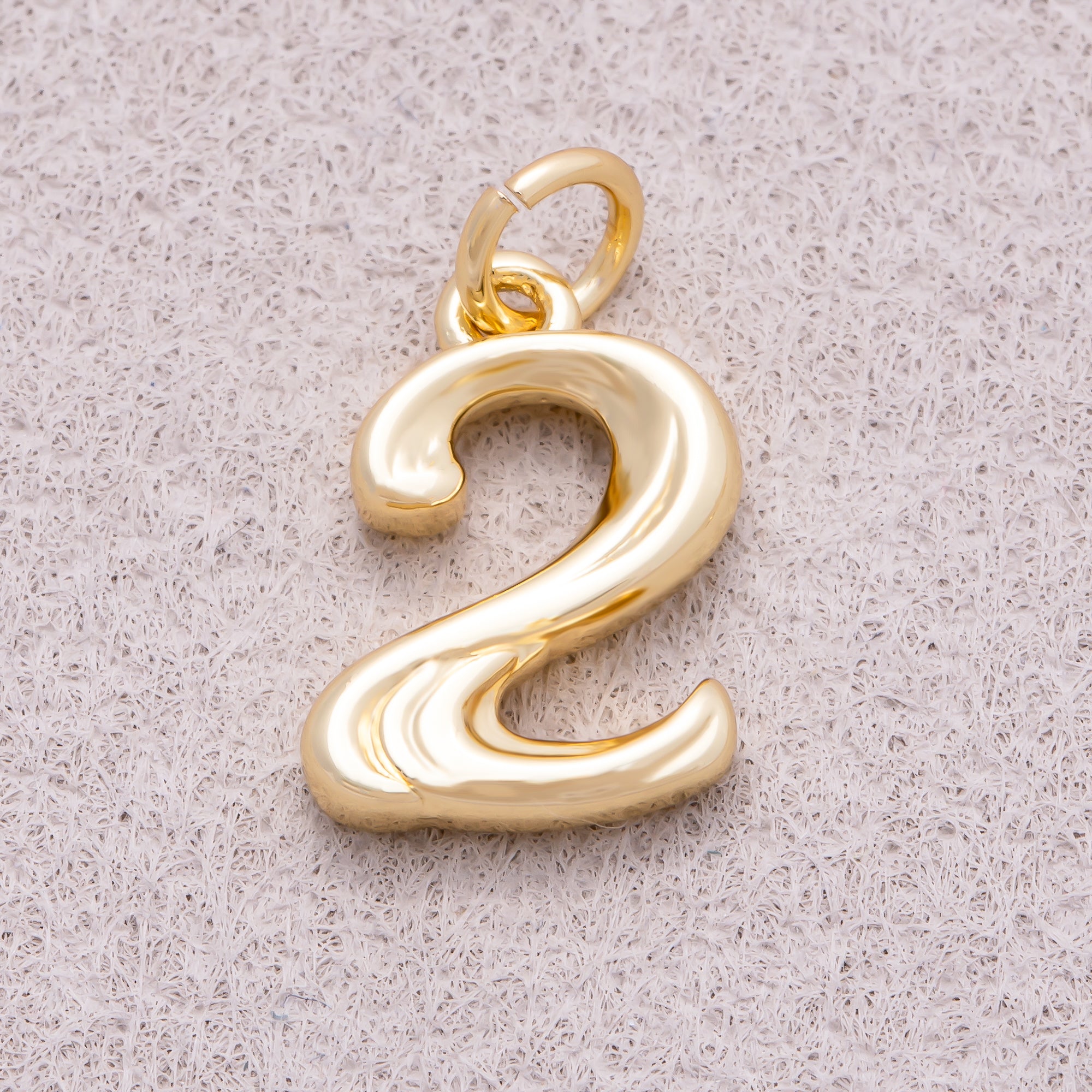 16K Gold Plated Vintage Molten Number Charm (0-9) - Sold Each