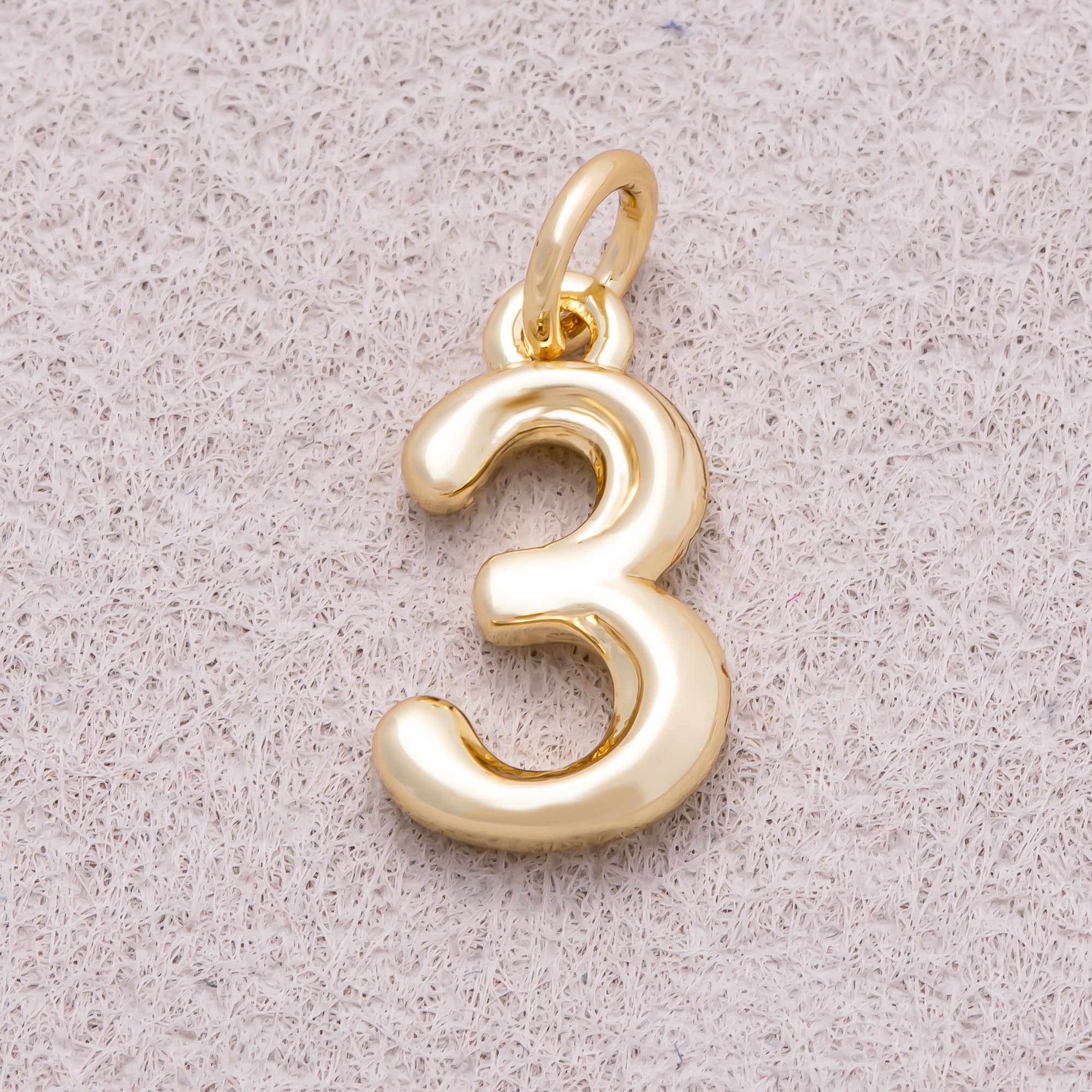 16K Gold Plated Vintage Molten Number Charm (0-9) - Sold Each