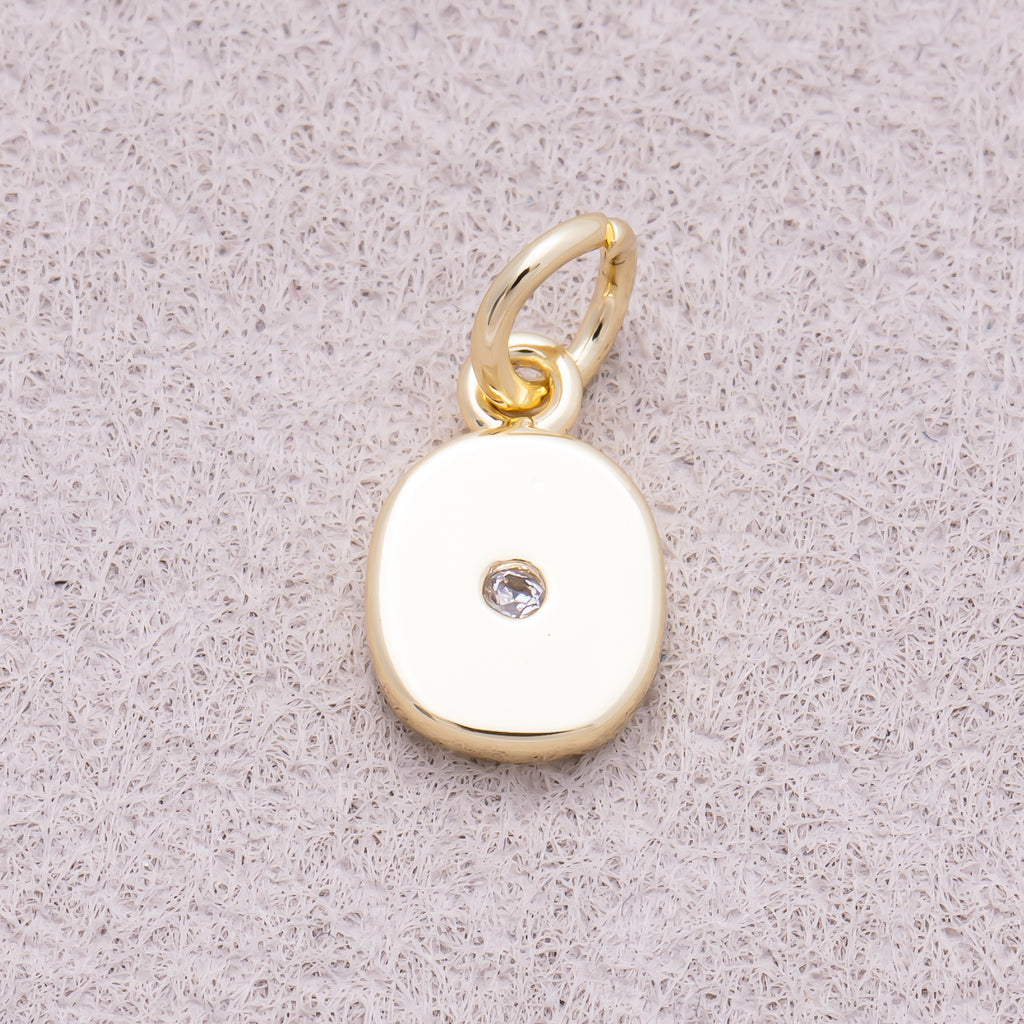 16K Gold Plated Solitaire CZ Puffy Balloon Number Charm (0-9) - Sold Each