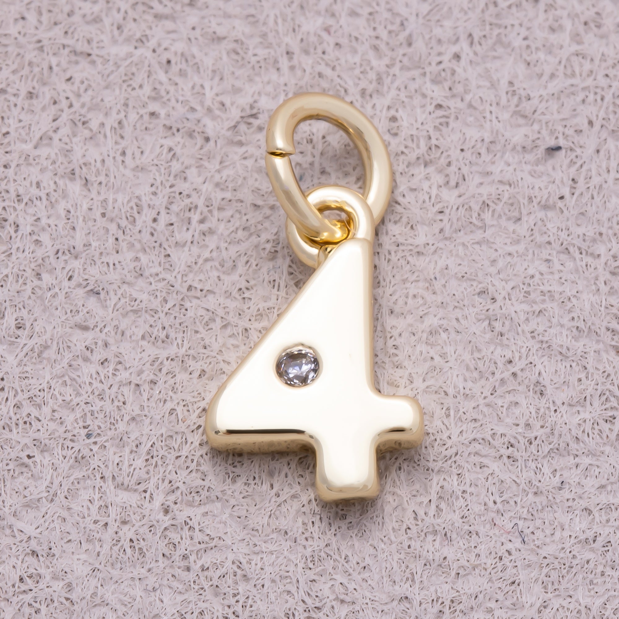 16K Gold Plated Solitaire CZ Puffy Balloon Number Charm (0-9) - Sold Each