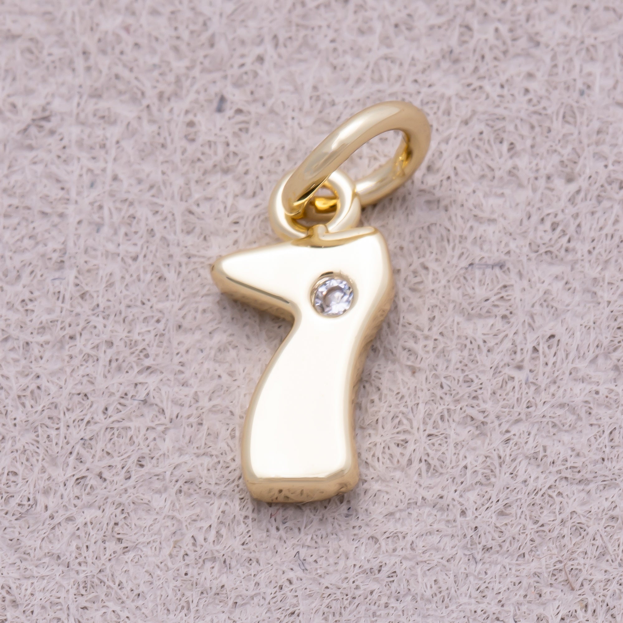 16K Gold Plated Solitaire CZ Puffy Balloon Number Charm (0-9) - Sold Each