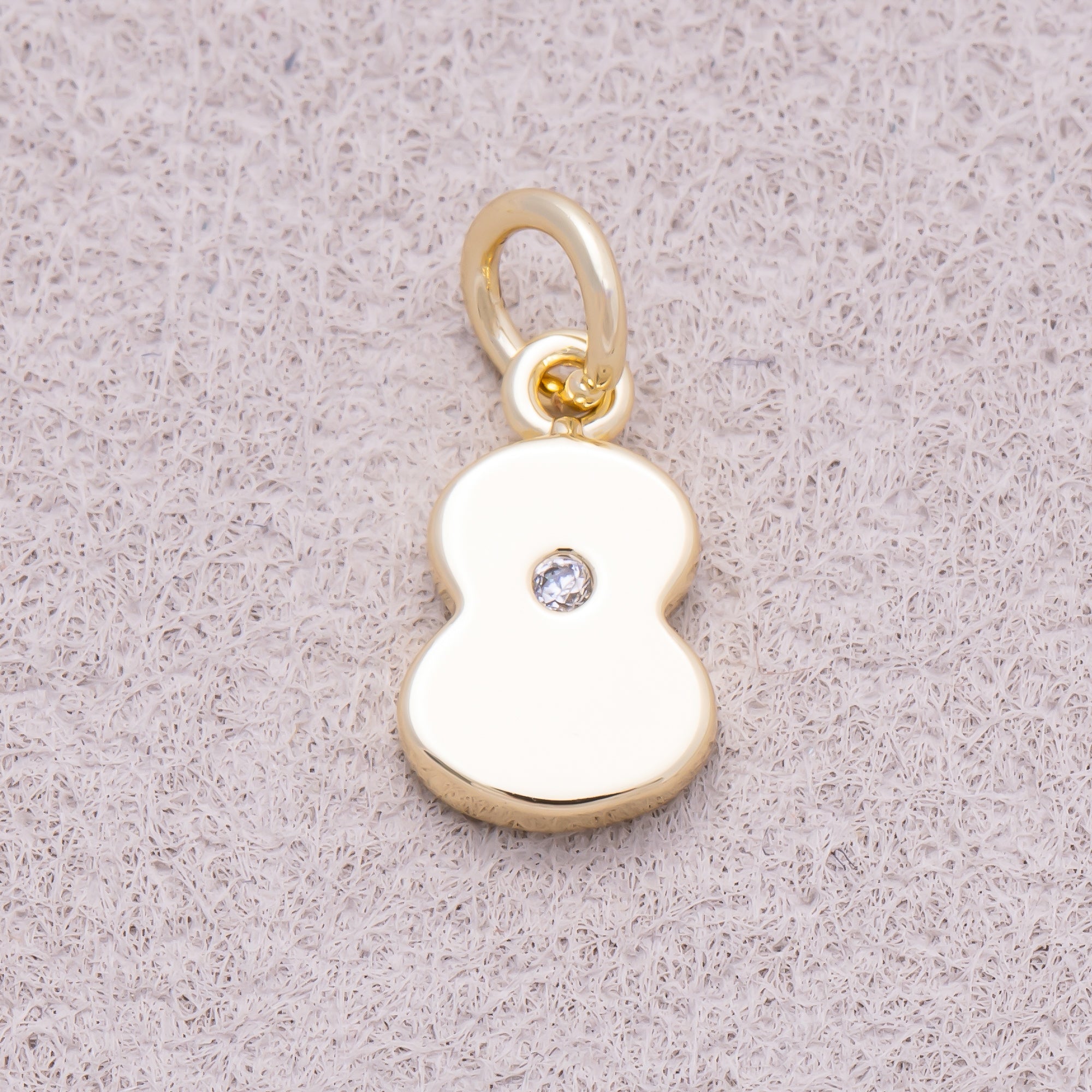 16K Gold Plated Solitaire CZ Puffy Balloon Number Charm (0-9) - Sold Each