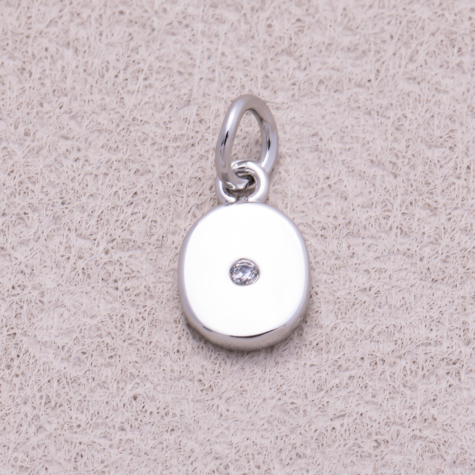 Rhodium Plated Solitaire CZ Puffy Balloon Number Charm (0-9) - Sold Each
