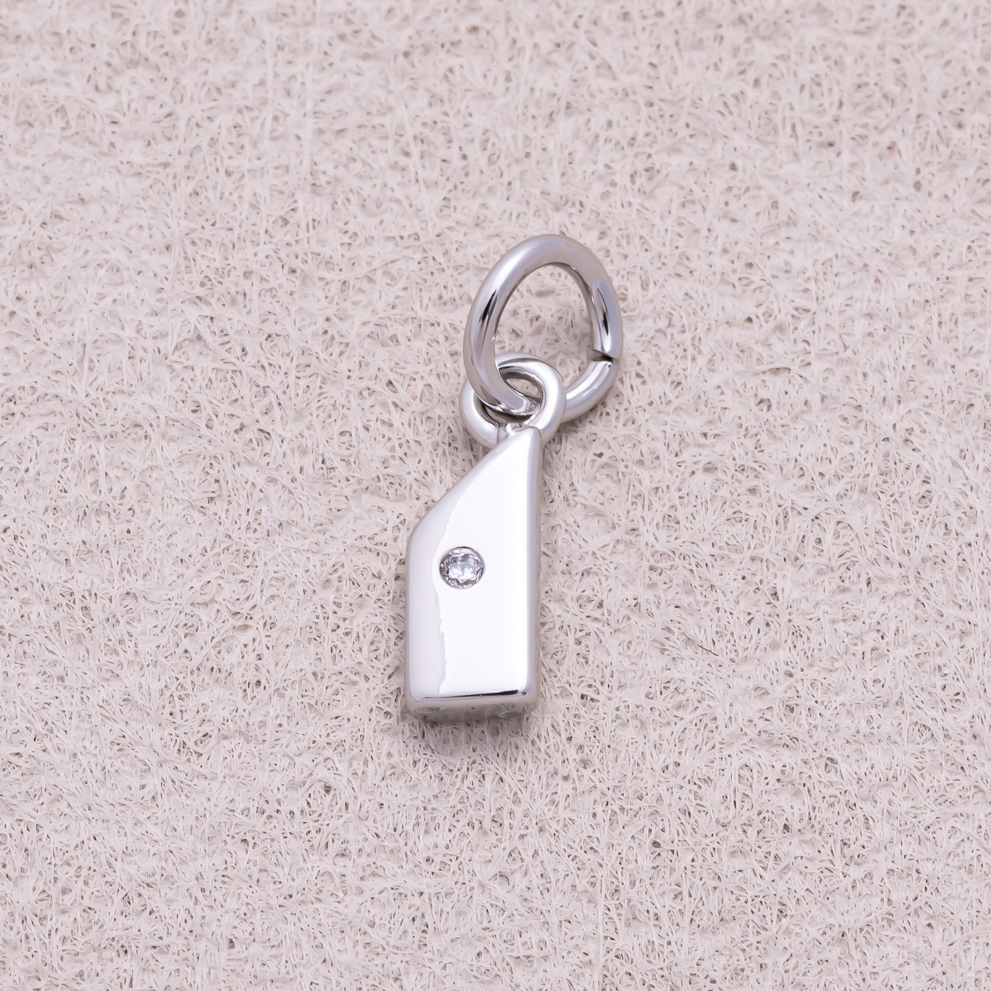 Rhodium Plated Solitaire CZ Puffy Balloon Number Charm (0-9) - Sold Each
