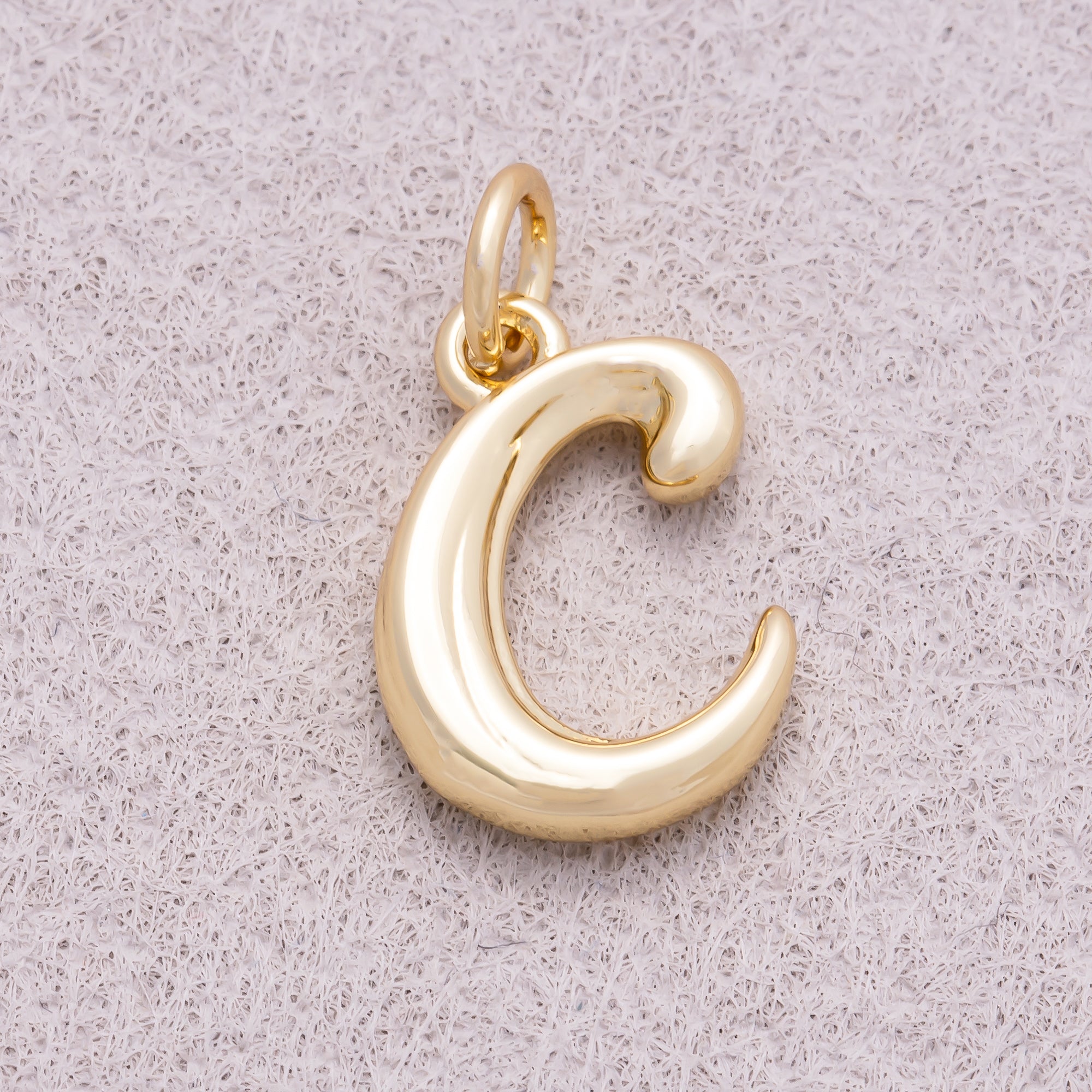 16K Gold Plated Retro Groovy Initial Letter Charm (A-Z) - Sold Each