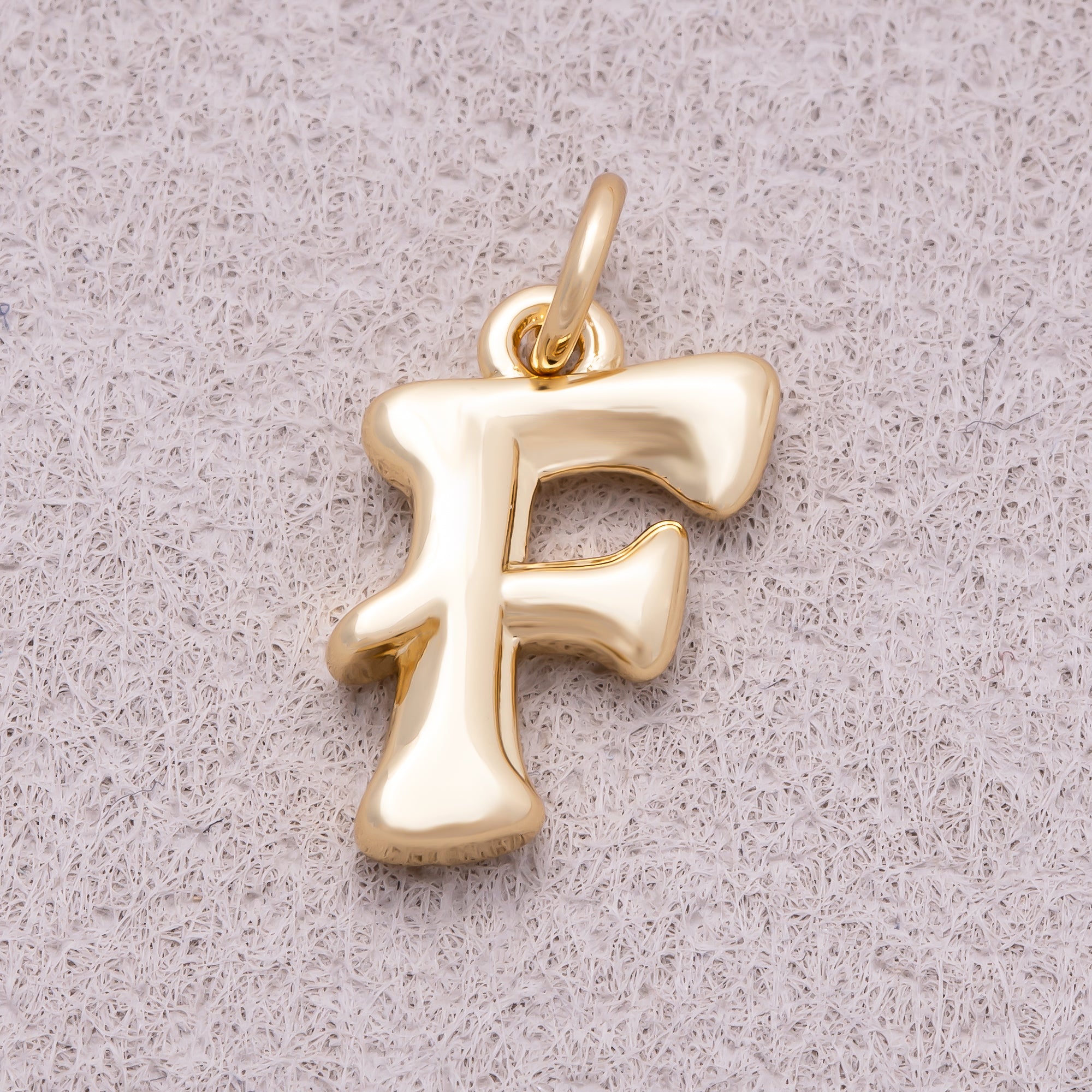 16K Gold Plated Retro Groovy Initial Letter Charm (A-Z) - Sold Each