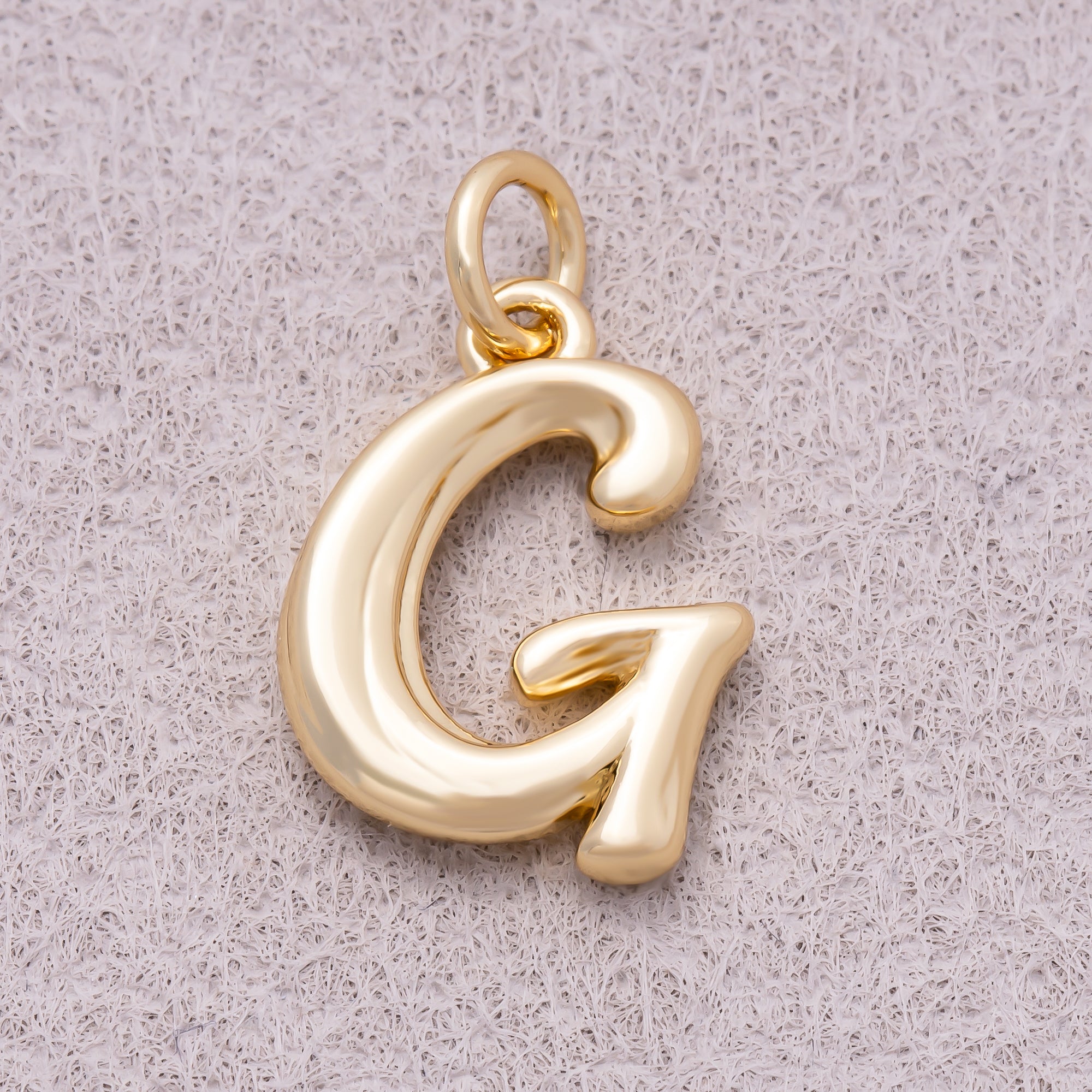 16K Gold Plated Retro Groovy Initial Letter Charm (A-Z) - Sold Each