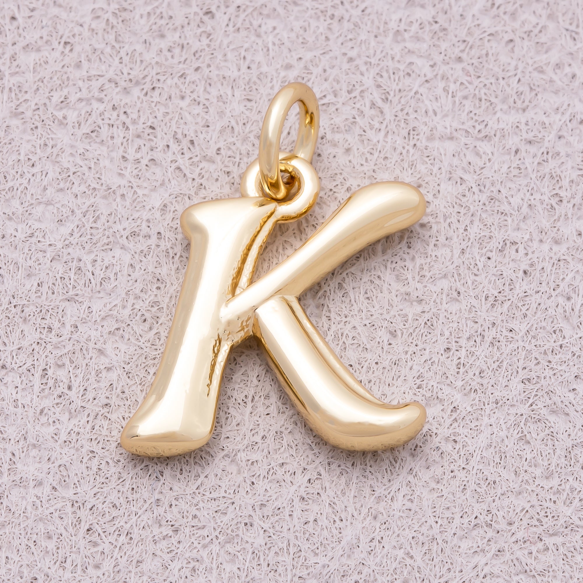 16K Gold Plated Retro Groovy Initial Letter Charm (A-Z) - Sold Each