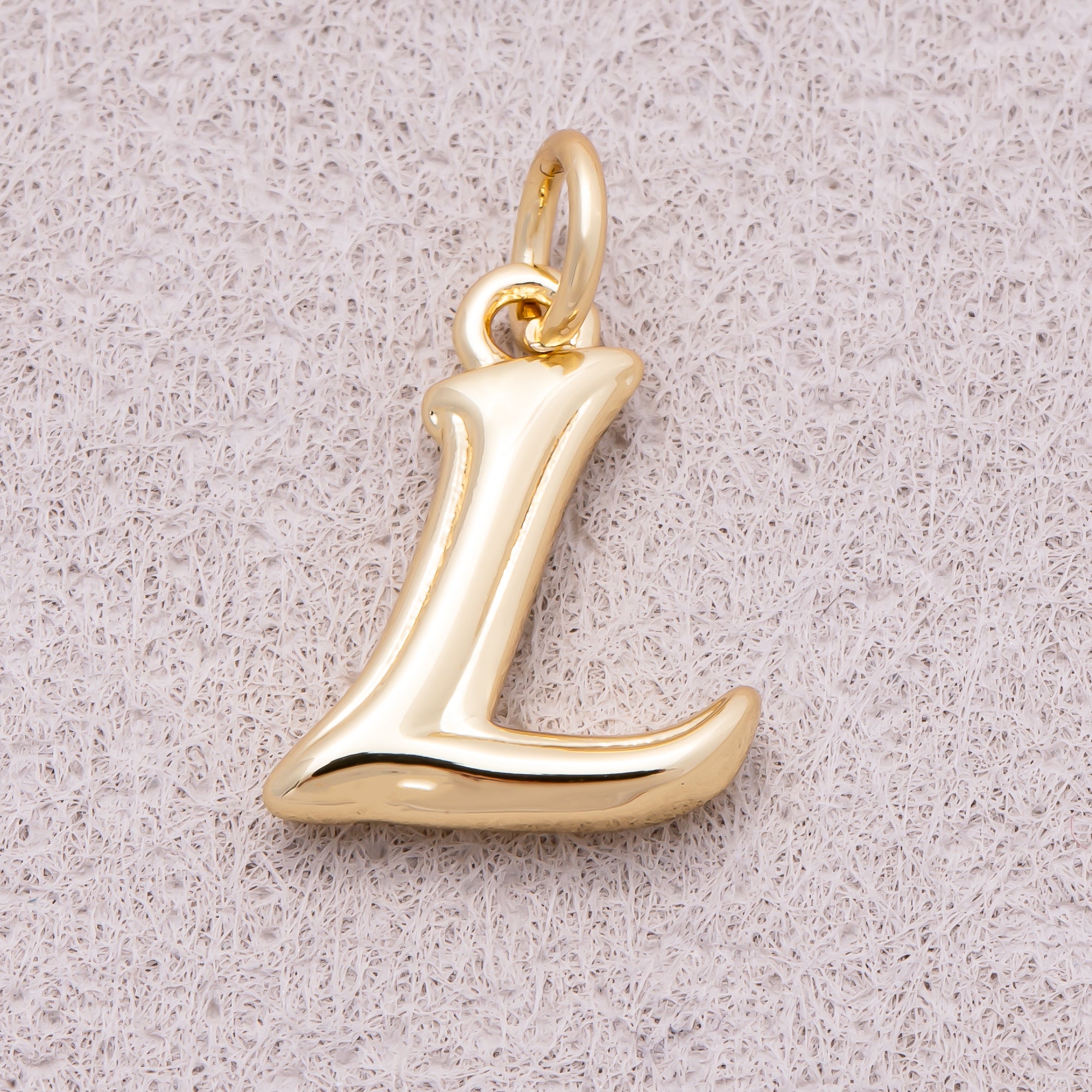 16K Gold Plated Retro Groovy Initial Letter Charm (A-Z) - Sold Each