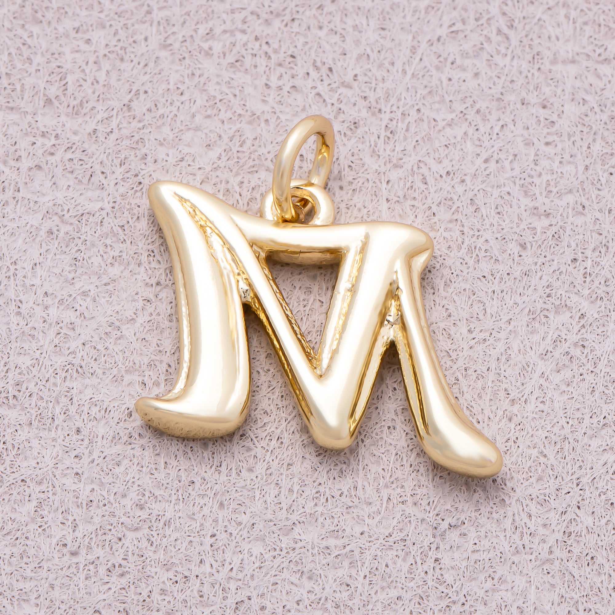16K Gold Plated Retro Groovy Initial Letter Charm (A-Z) - Sold Each