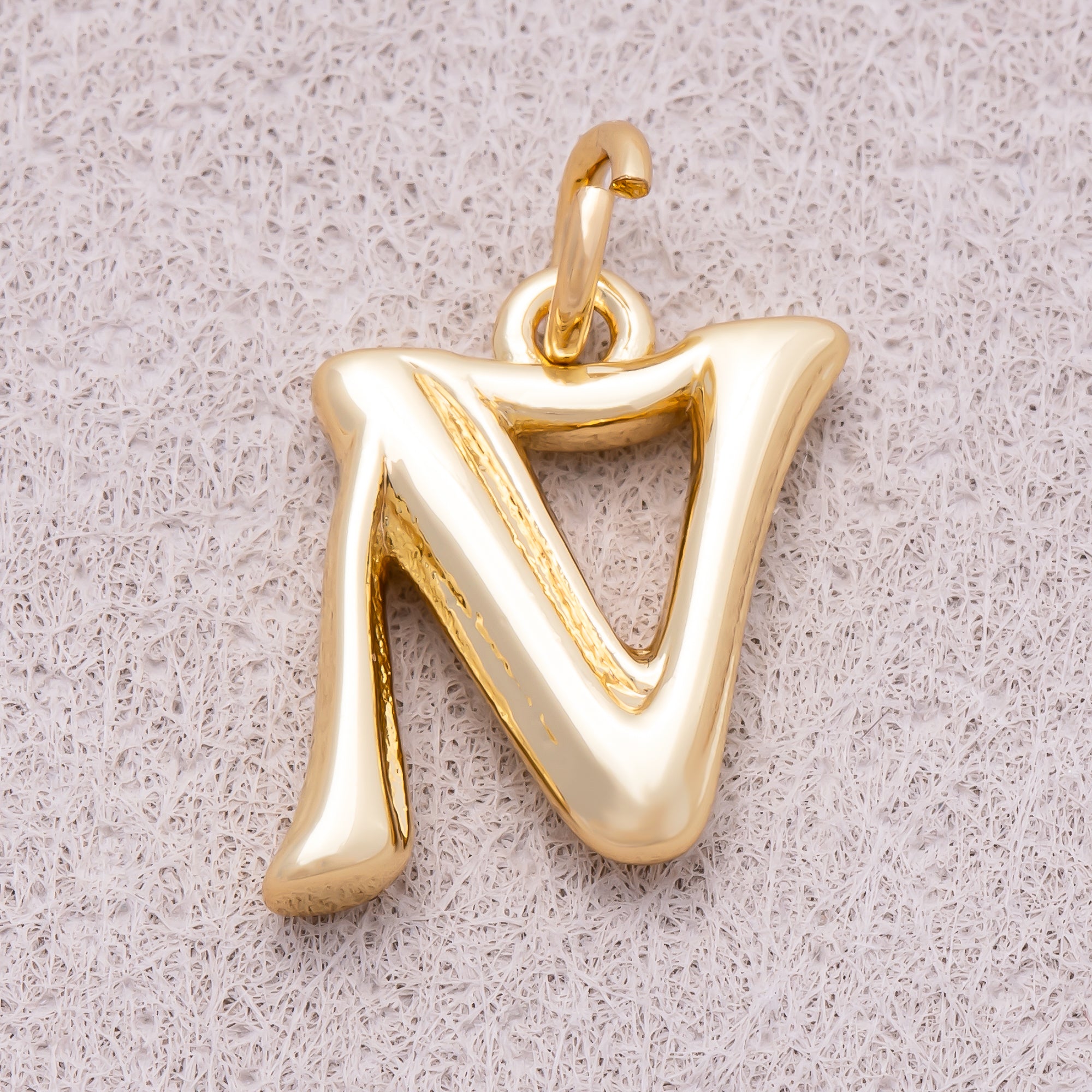 16K Gold Plated Retro Groovy Initial Letter Charm (A-Z) - Sold Each