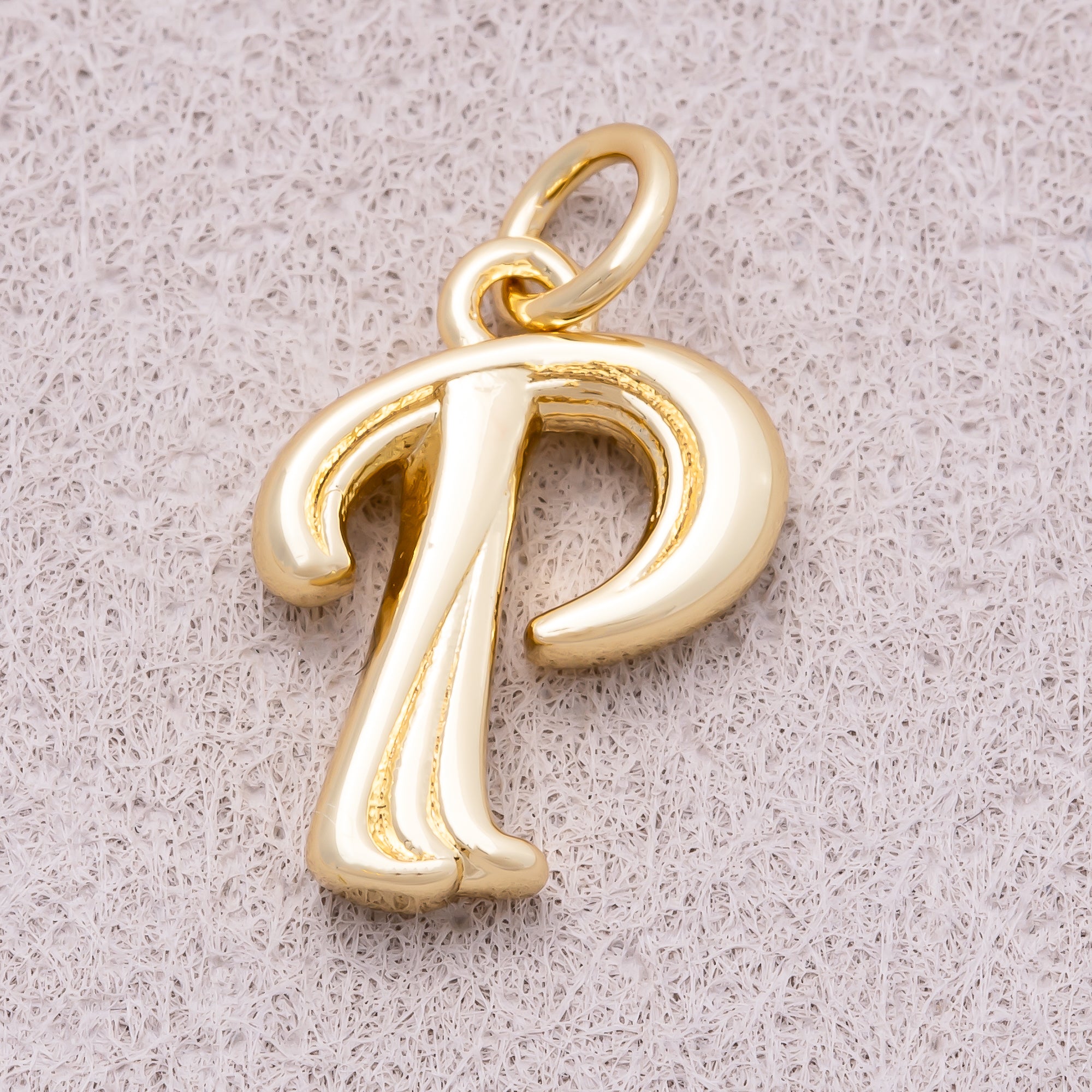 16K Gold Plated Retro Groovy Initial Letter Charm (A-Z) - Sold Each