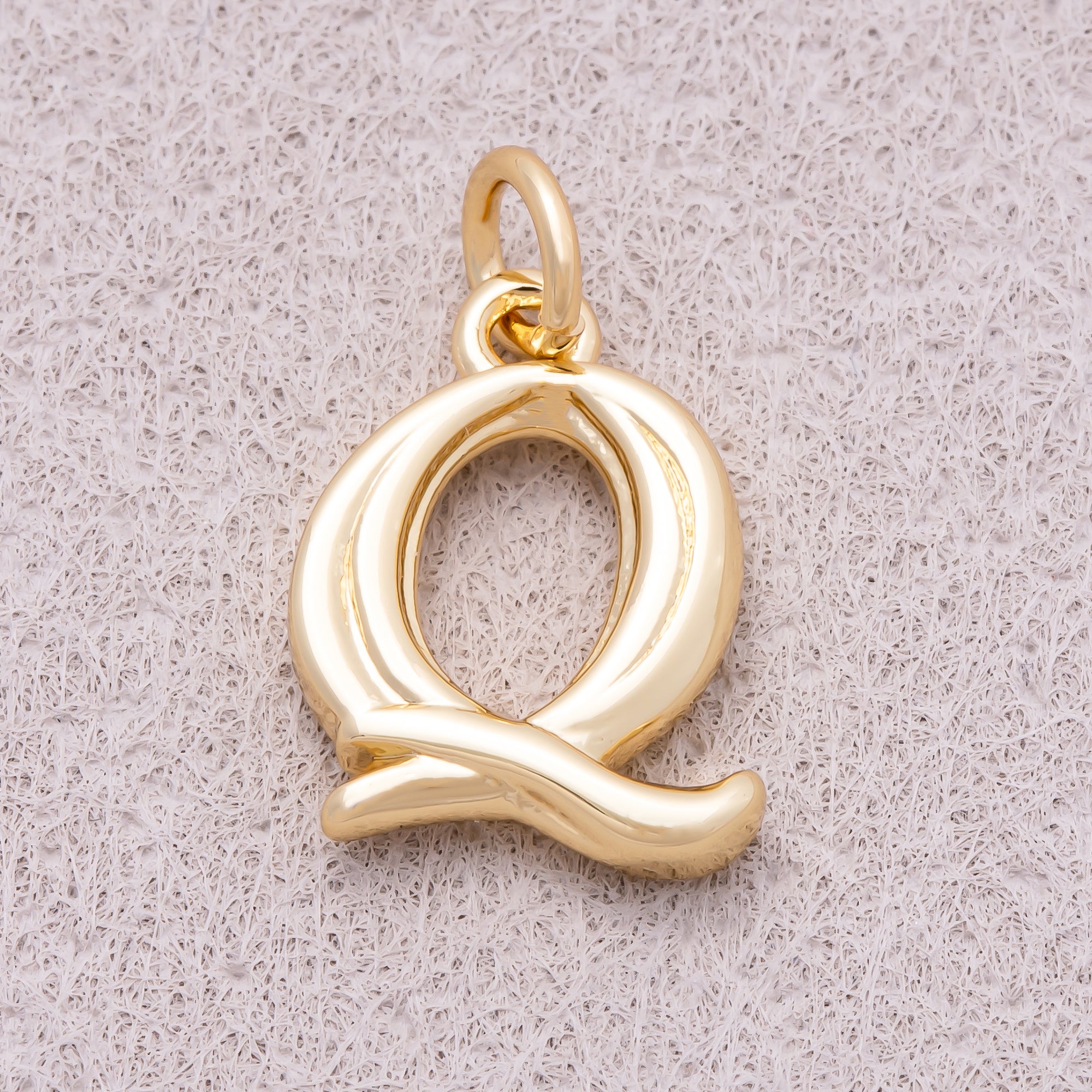 16K Gold Plated Retro Groovy Initial Letter Charm (A-Z) - Sold Each