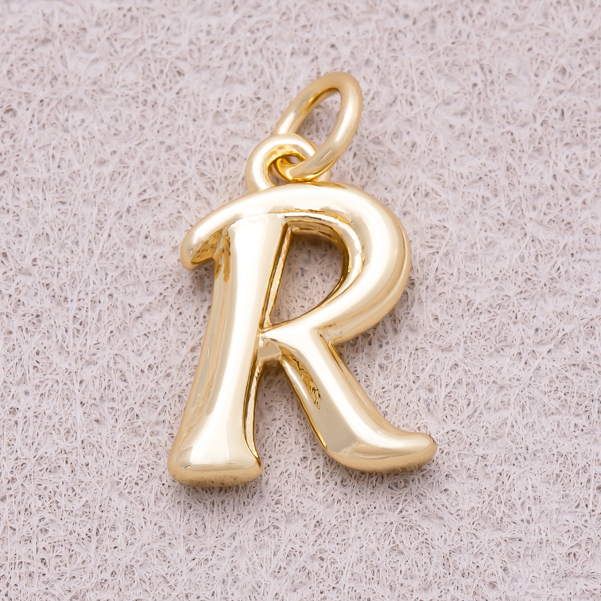 16K Gold Plated Retro Groovy Initial Letter Charm (A-Z) - Sold Each