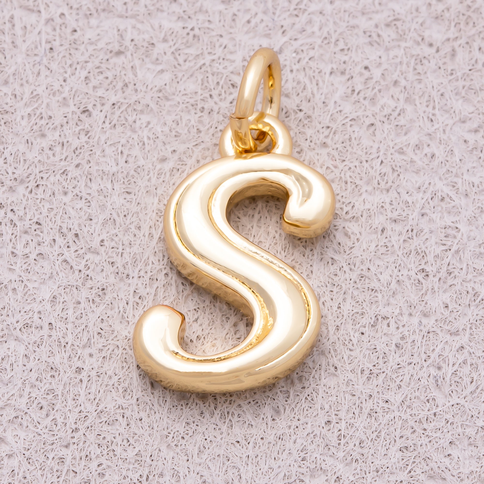 16K Gold Plated Retro Groovy Initial Letter Charm (A-Z) - Sold Each