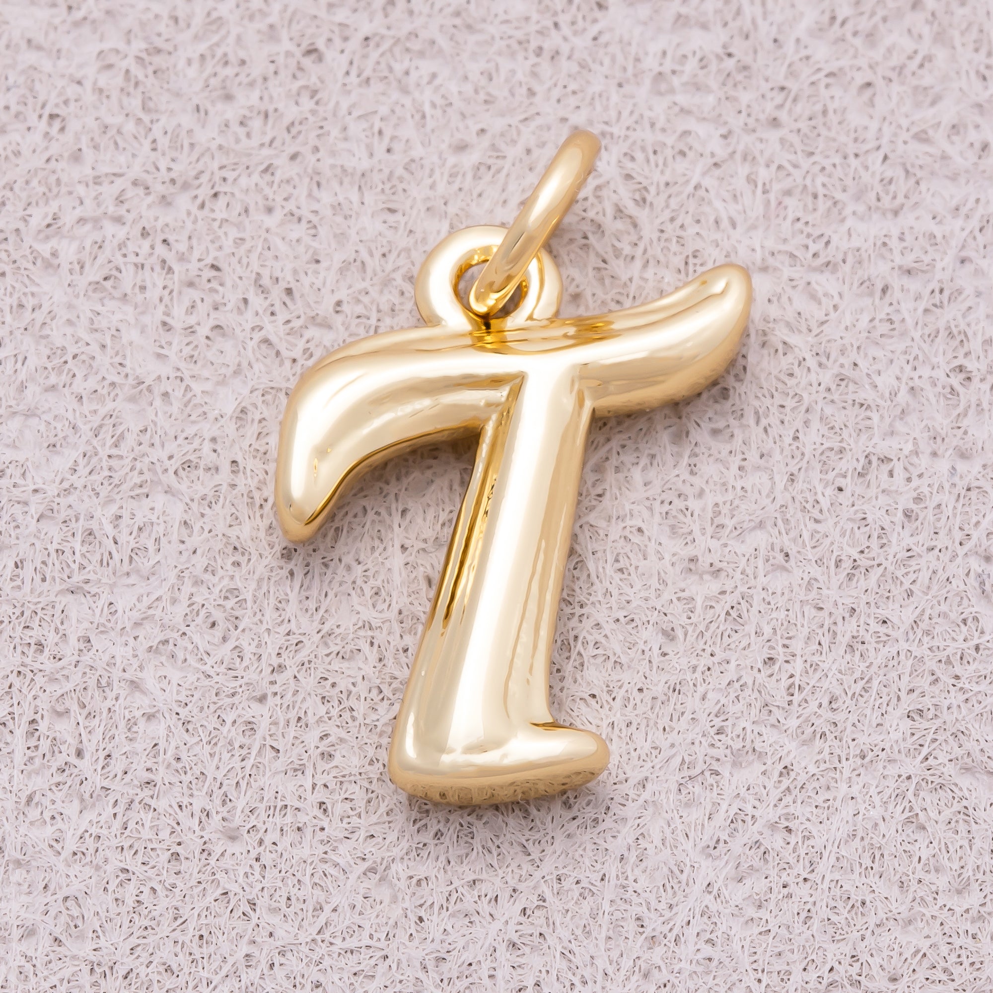 16K Gold Plated Retro Groovy Initial Letter Charm (A-Z) - Sold Each