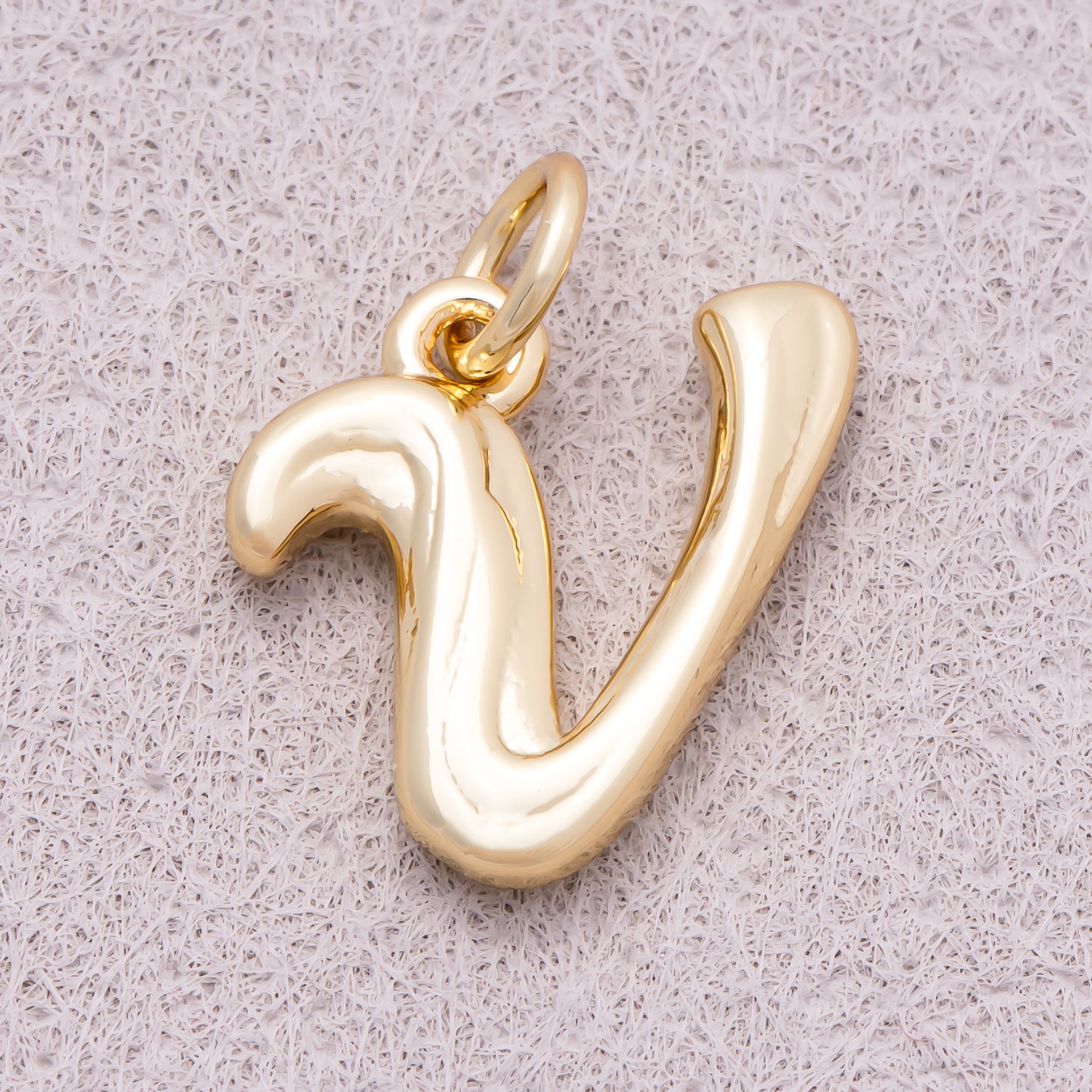 16K Gold Plated Retro Groovy Initial Letter Charm (A-Z) - Sold Each