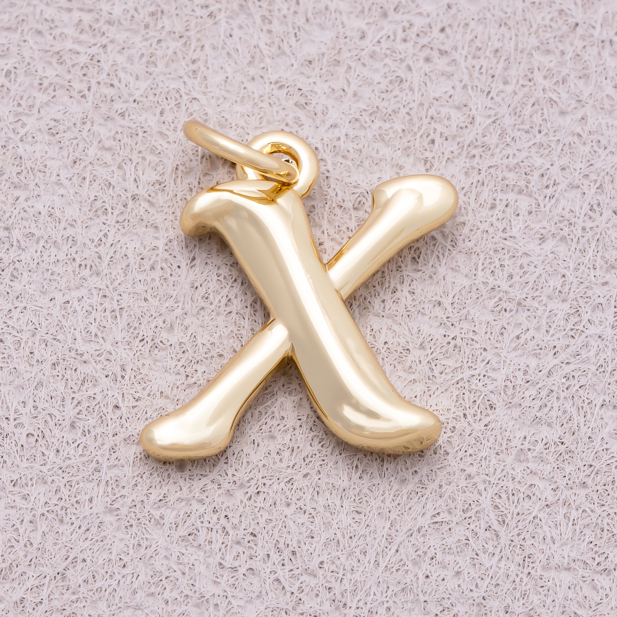 16K Gold Plated Retro Groovy Initial Letter Charm (A-Z) - Sold Each