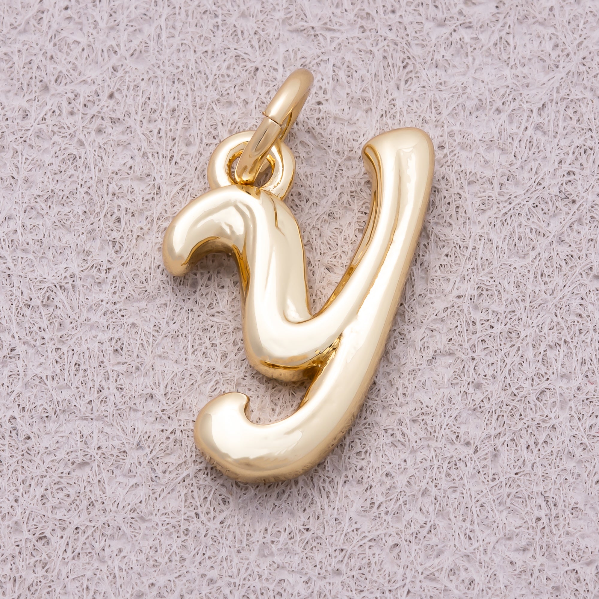 16K Gold Plated Retro Groovy Initial Letter Charm (A-Z) - Sold Each