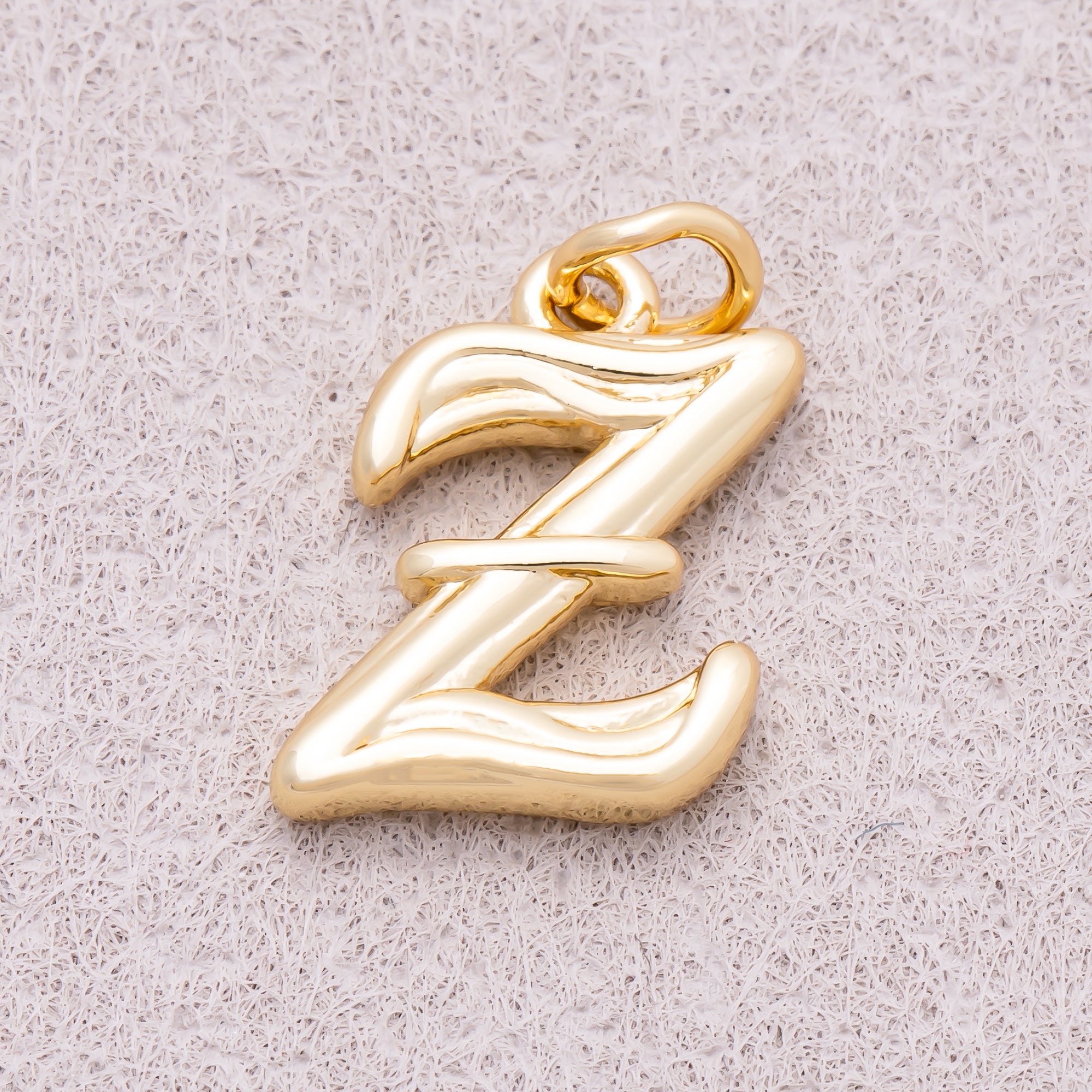 16K Gold Plated Retro Groovy Initial Letter Charm (A-Z) - Sold Each