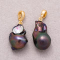 18K Gold Plated Baroque Iridescent Purple Freshwater Pearl Conch Shell Pendant - Sold Each