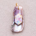 18K Gold Plated Hexagon CZ Stick Baroque Iridescent Freshwater Pearl Charm - Sold Each