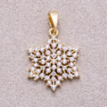 16K Gold Plated Micro Paved CZ Winter Snowflakes Pendant - Sold Each