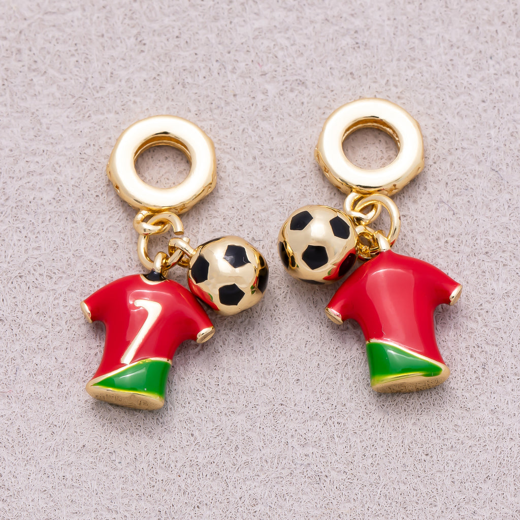 16K Gold Plated Football Jersey & Soccer Ball Dual Dangle Pendant - Sold Each