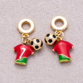 16K Gold Plated Football Jersey & Soccer Ball Dual Dangle Pendant - Sold Each