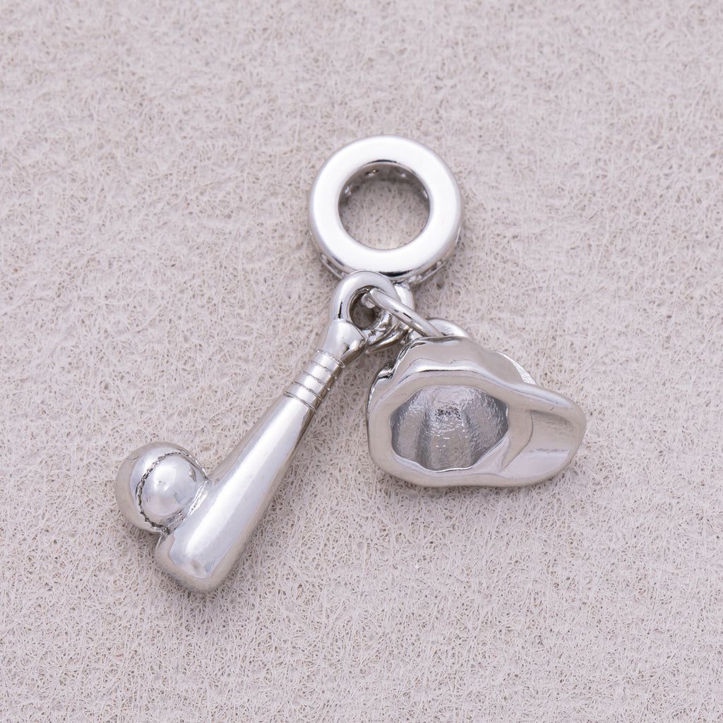 Rhodium Plated Plain Baseball Set Sport Pendant - Sold Each