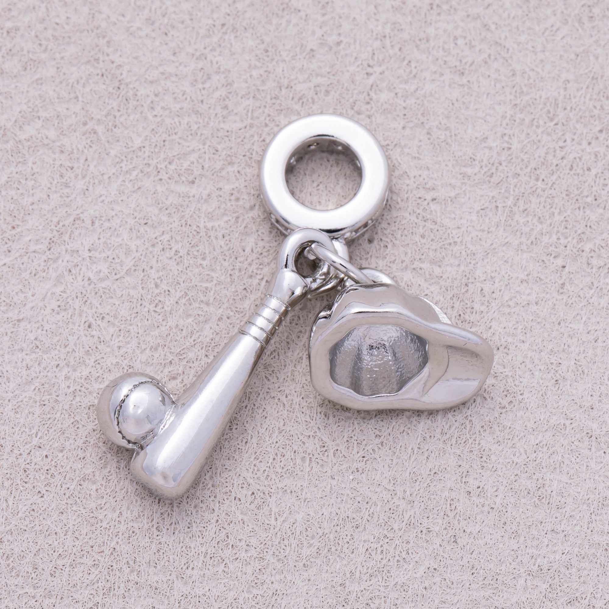Rhodium Plated Plain Baseball Set Sport Pendant - Sold Each