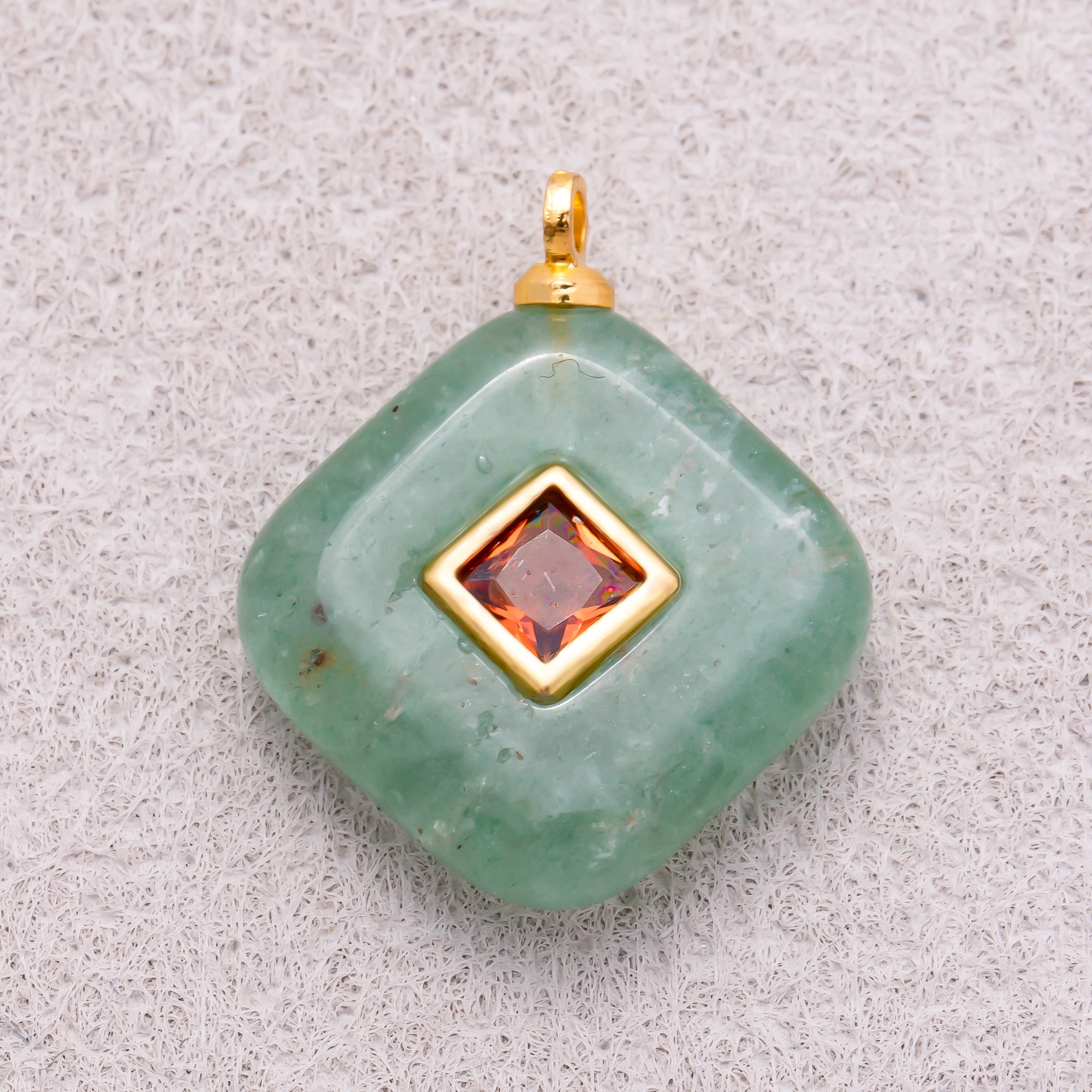 16K Gold Plated Multicolor Bezel set Natural Gemstone Rhombus Pendant - Sold Each
