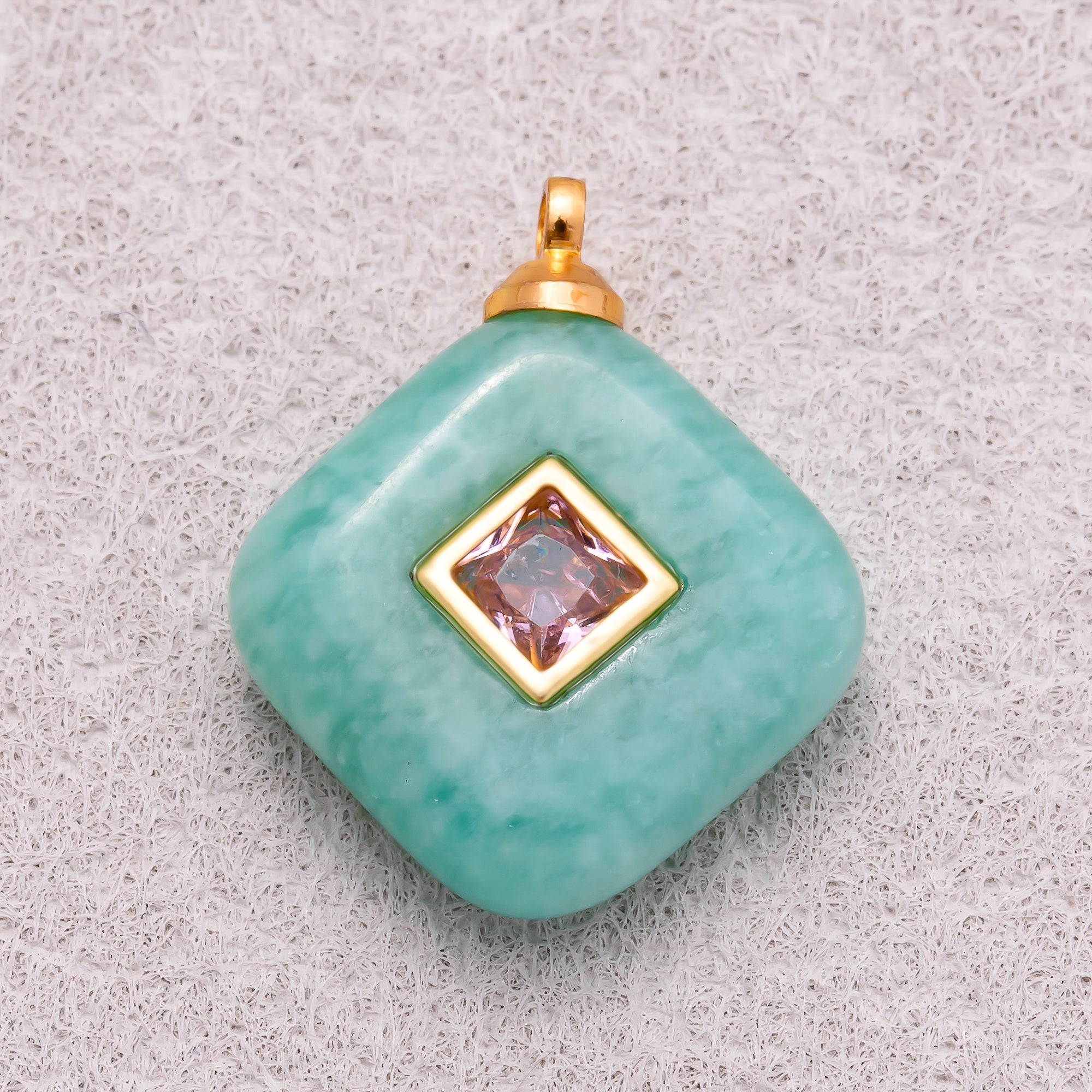 16K Gold Plated Multicolor Bezel set Natural Gemstone Rhombus Pendant - Sold Each