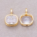 16K Gold Plated Rounded Rectangle CZ Bezel Geometric Pendant - Sold Each