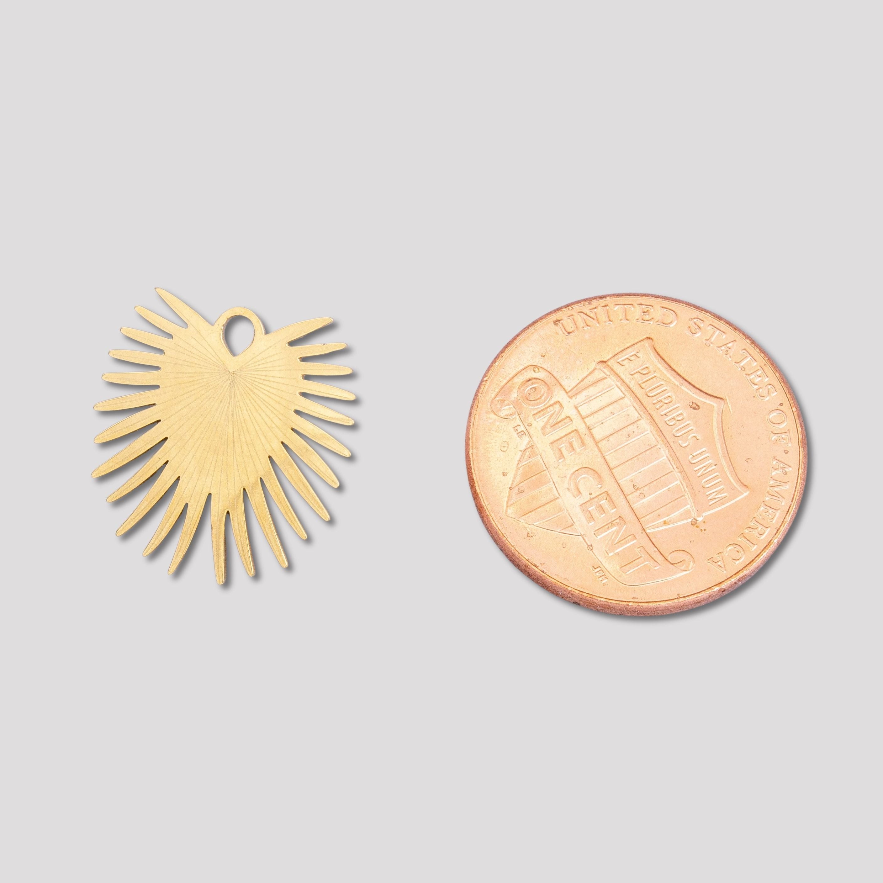 Launch Promo: 24K Gold PVD Stainless Steel Sunburst Heart Medallion Pendant | Sold Each