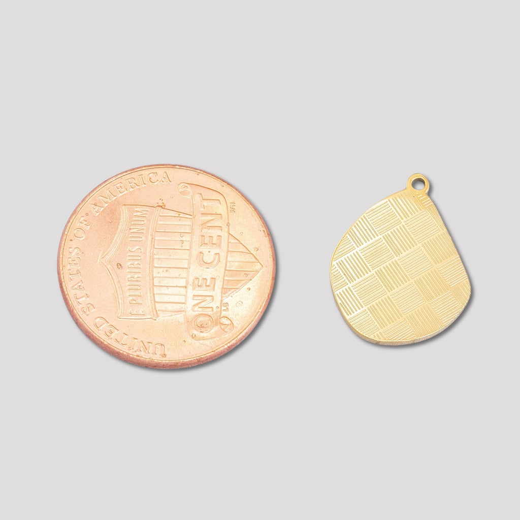 Launch Promo: 24K Gold PVD Stainless Steel Woven Textured Asymmetric Charm | Sold Each