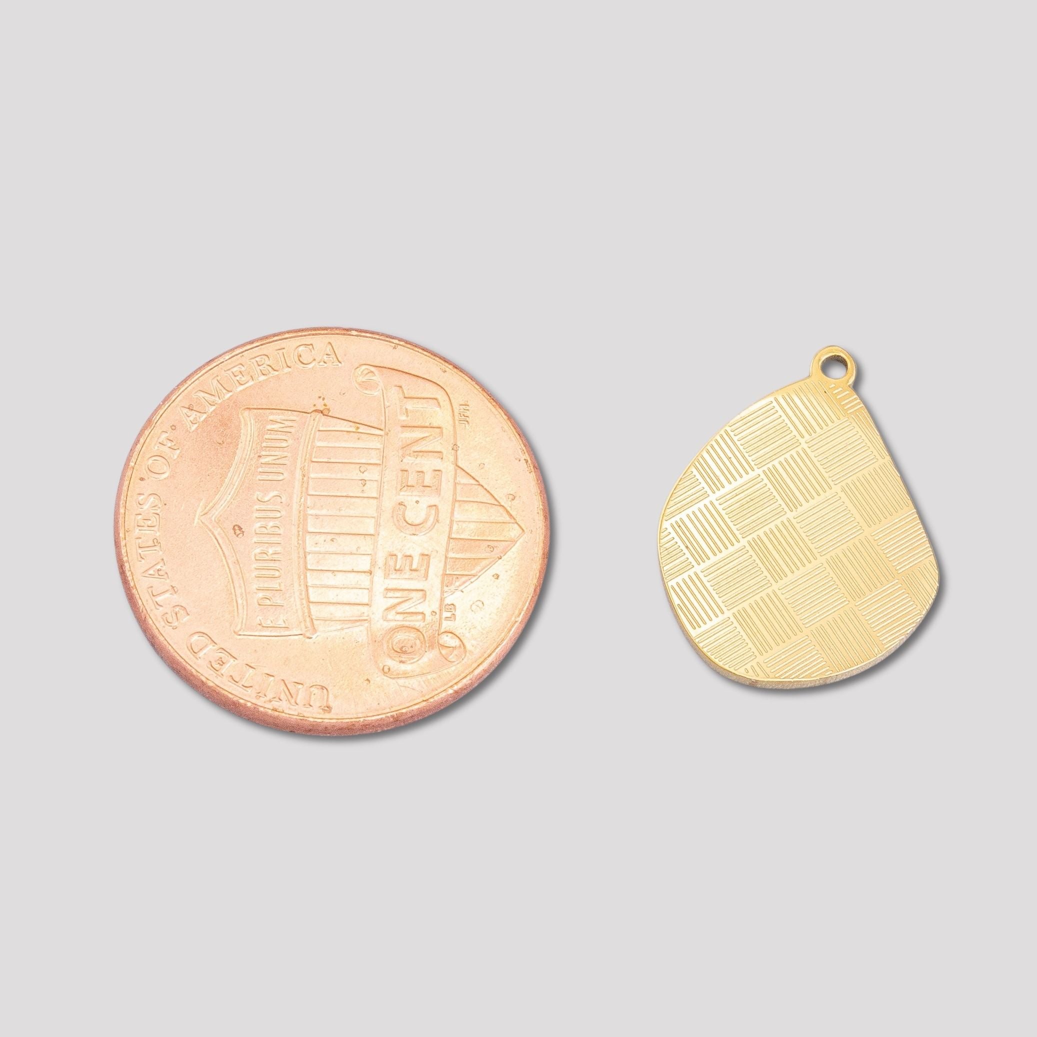 Launch Promo: 24K Gold PVD Stainless Steel Woven Textured Asymmetric Charm | Sold Each