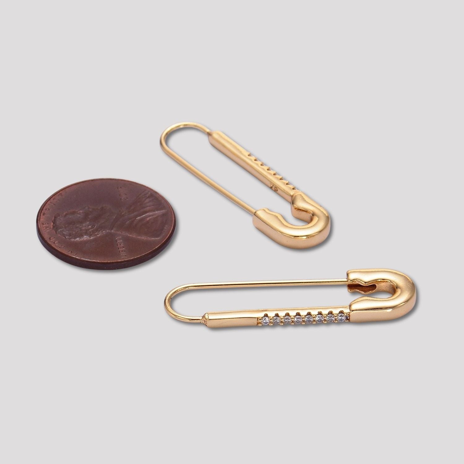 Launch Promo: 14K Gold PVD Stainless Steel Micro Paved CZ Safety Pin Earring