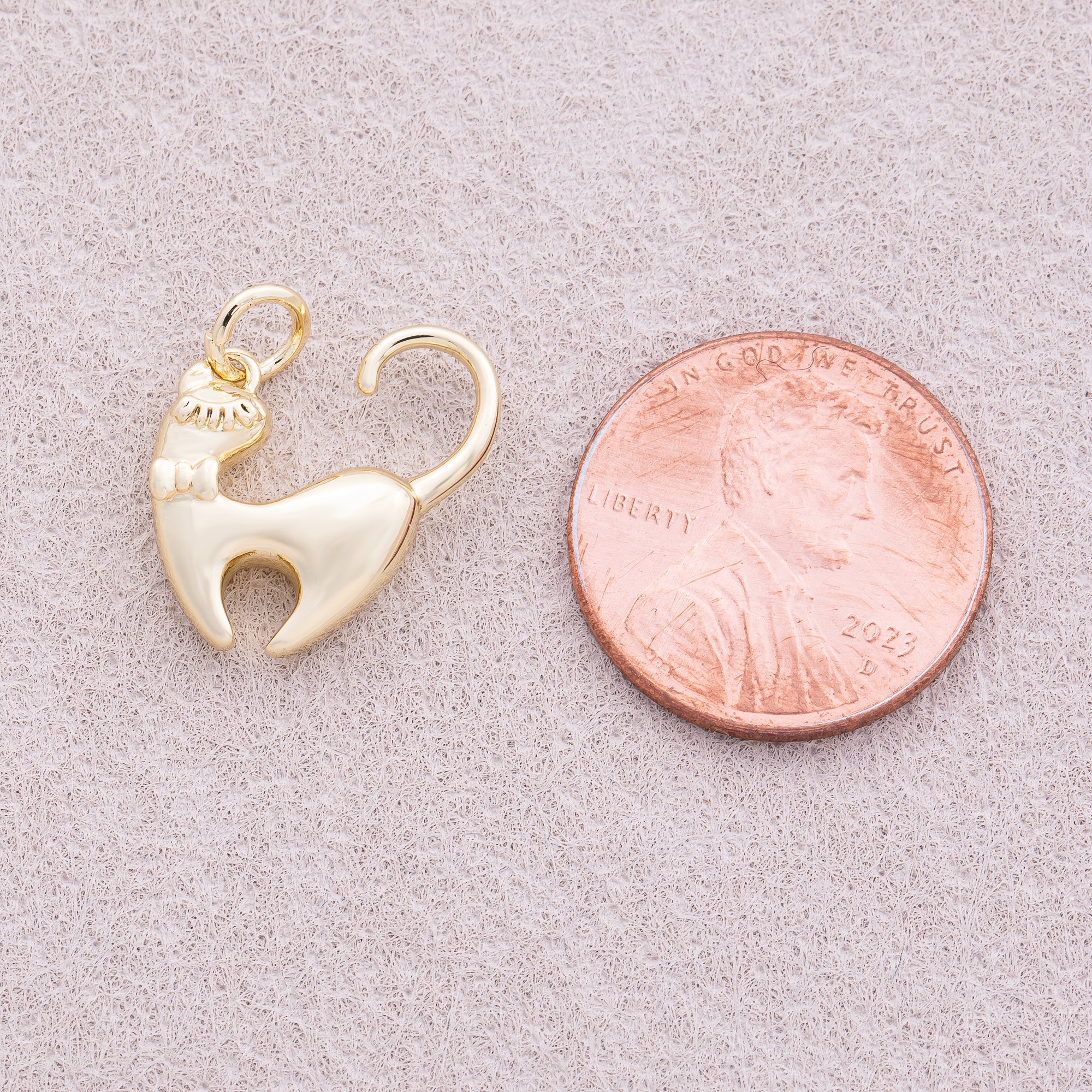 16K Gold Plated Back Side Kitty Cat Animal Charm - Sold Each